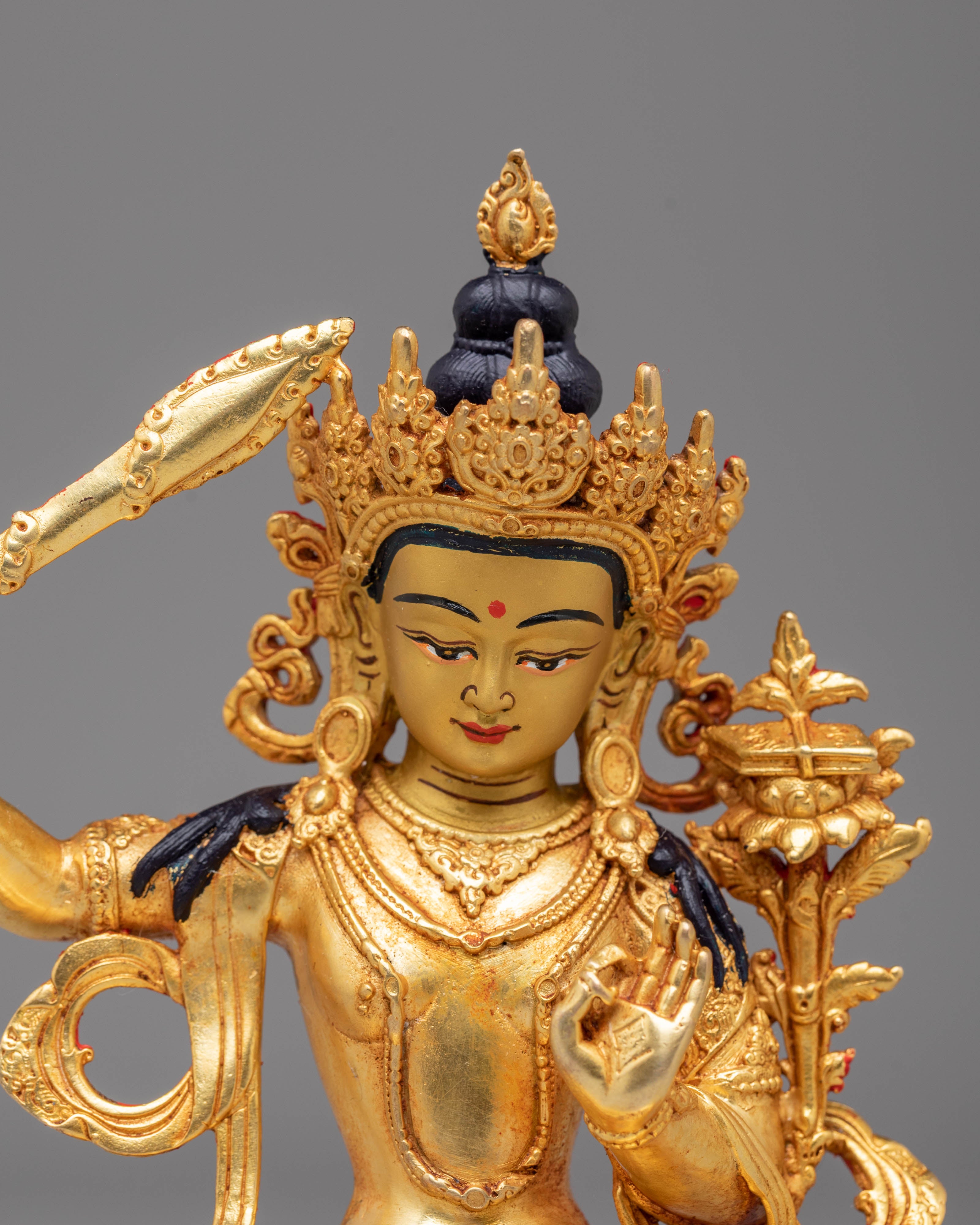 Handmade Golden Manjushri Statue | Statue of Wisdom