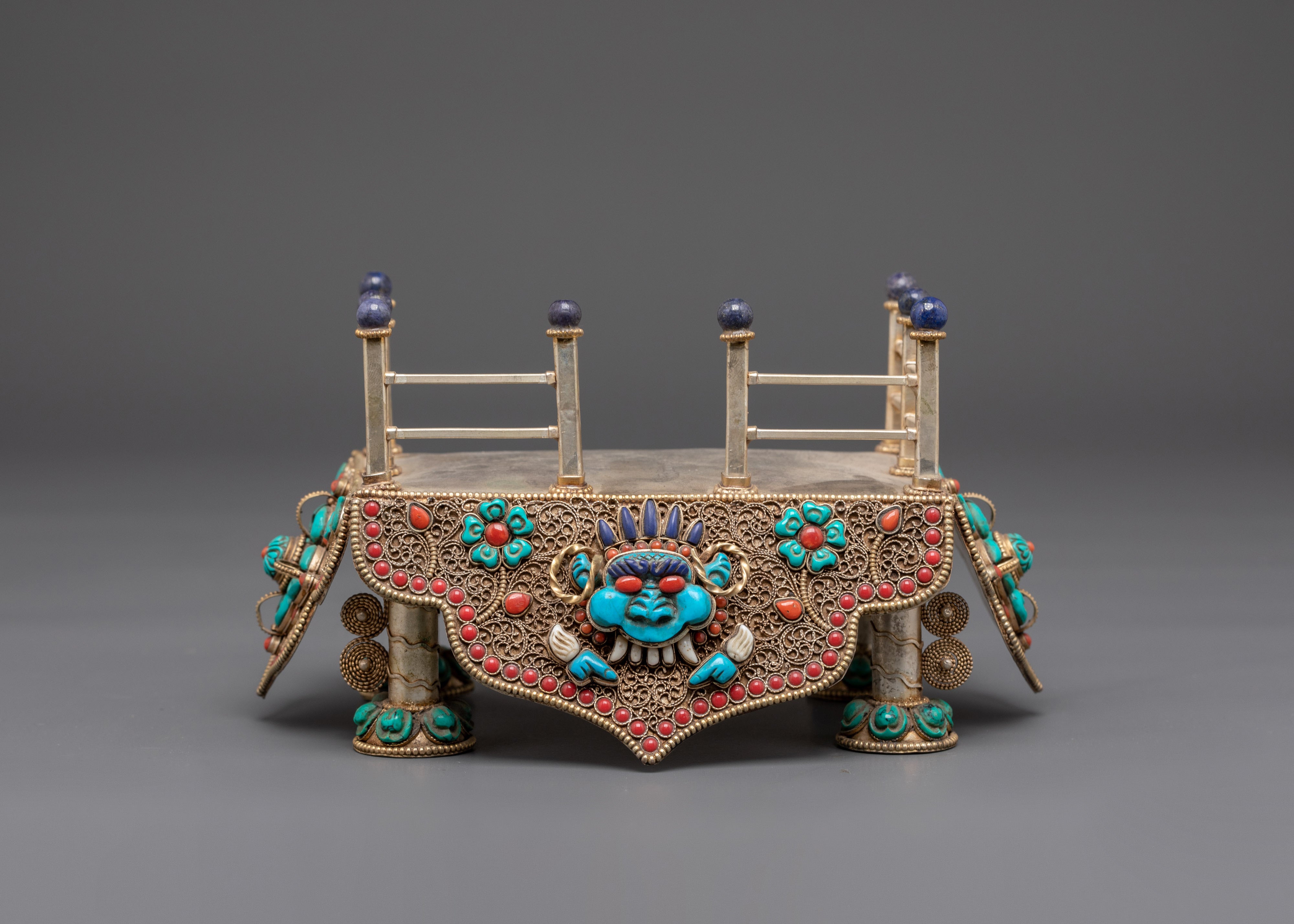 Traditional Buddhist Throne | Sacred Copper and Gold Plated Art Piece