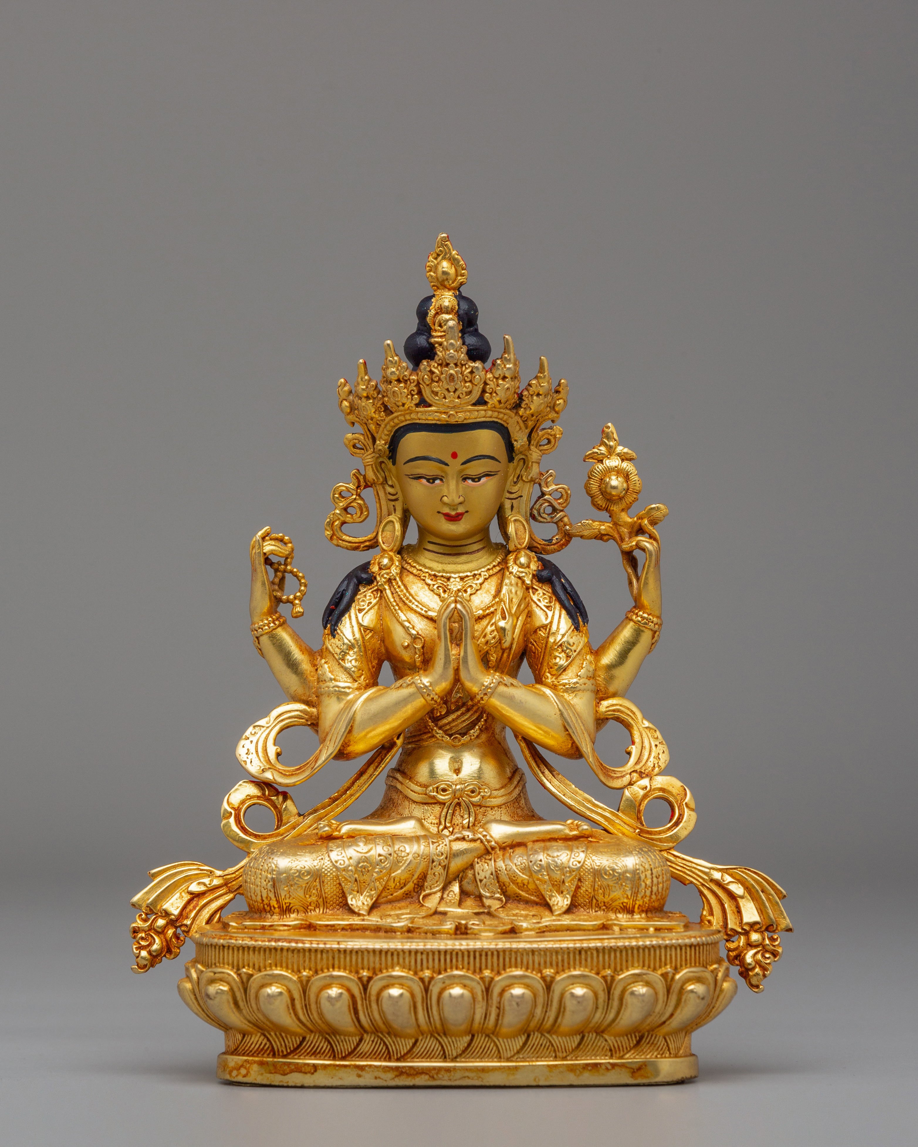 Handmade Buddha Dharma Sangha Statue Set | Tibetan Artwork