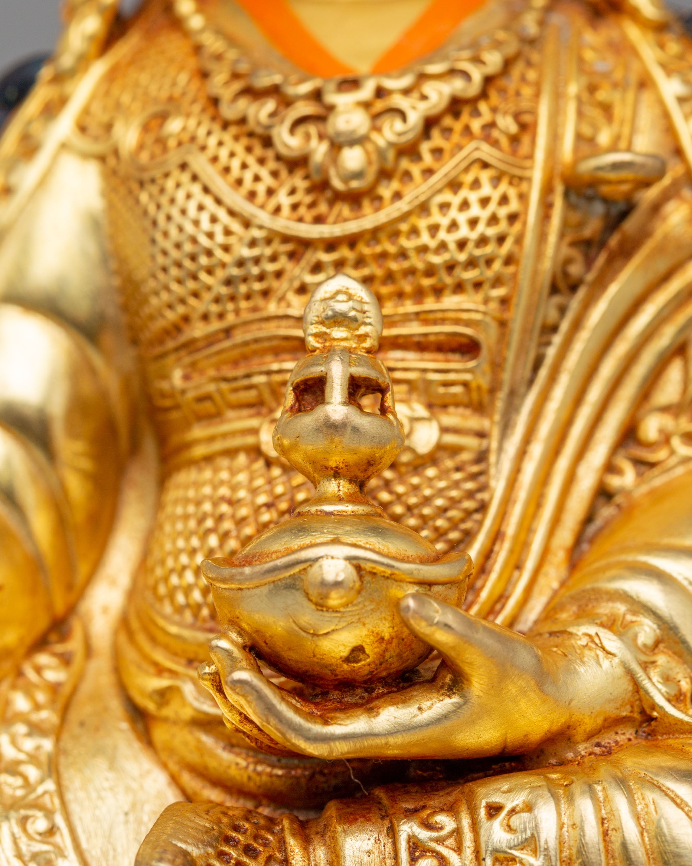 Handmade Guru Rinpoche Buddhist Statue | Tibetan Masterpiece for Spiritual Decor