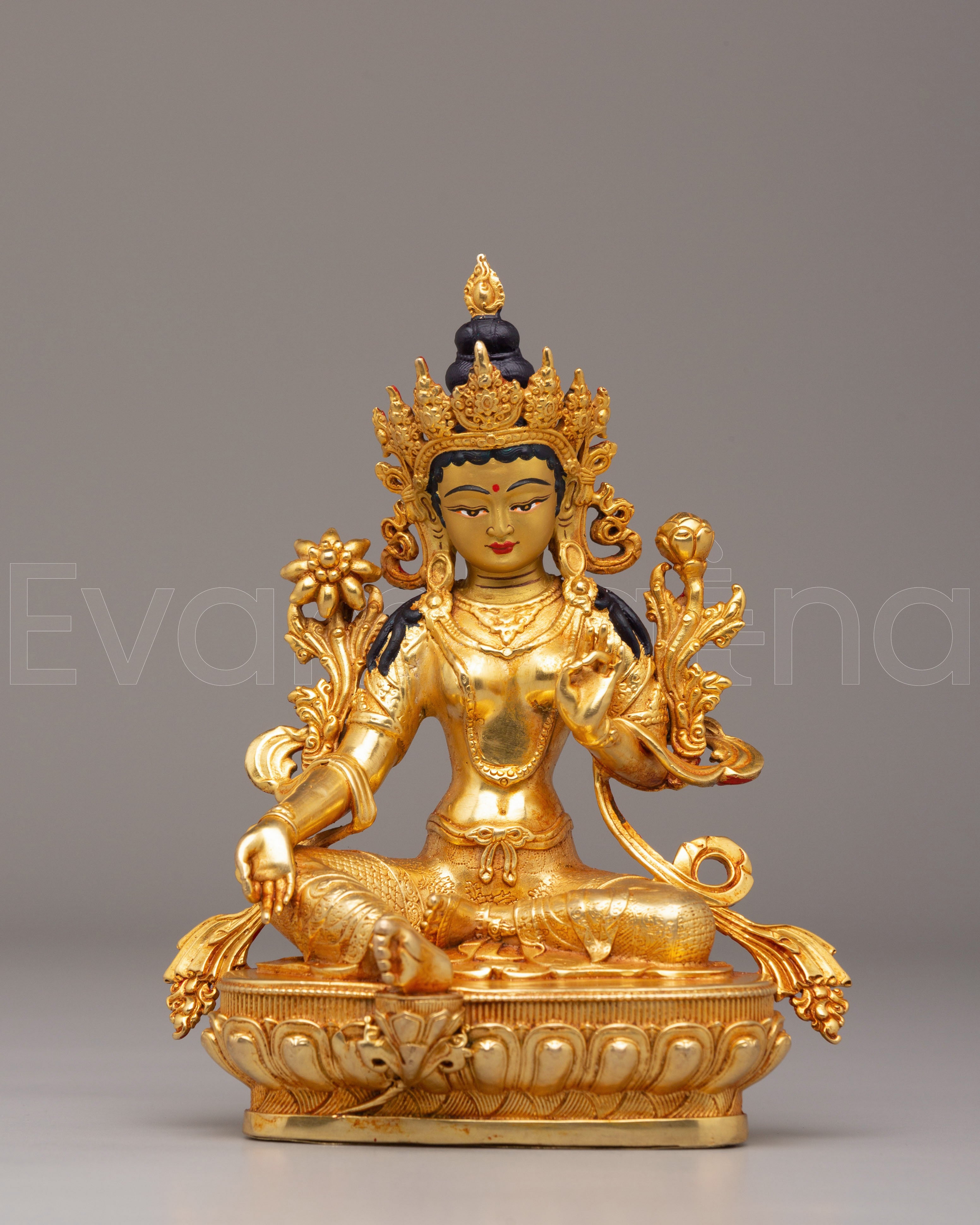 Handmade Green Tara Buddhist Statue | Serene Figure for Meditation & Spiritual Decor