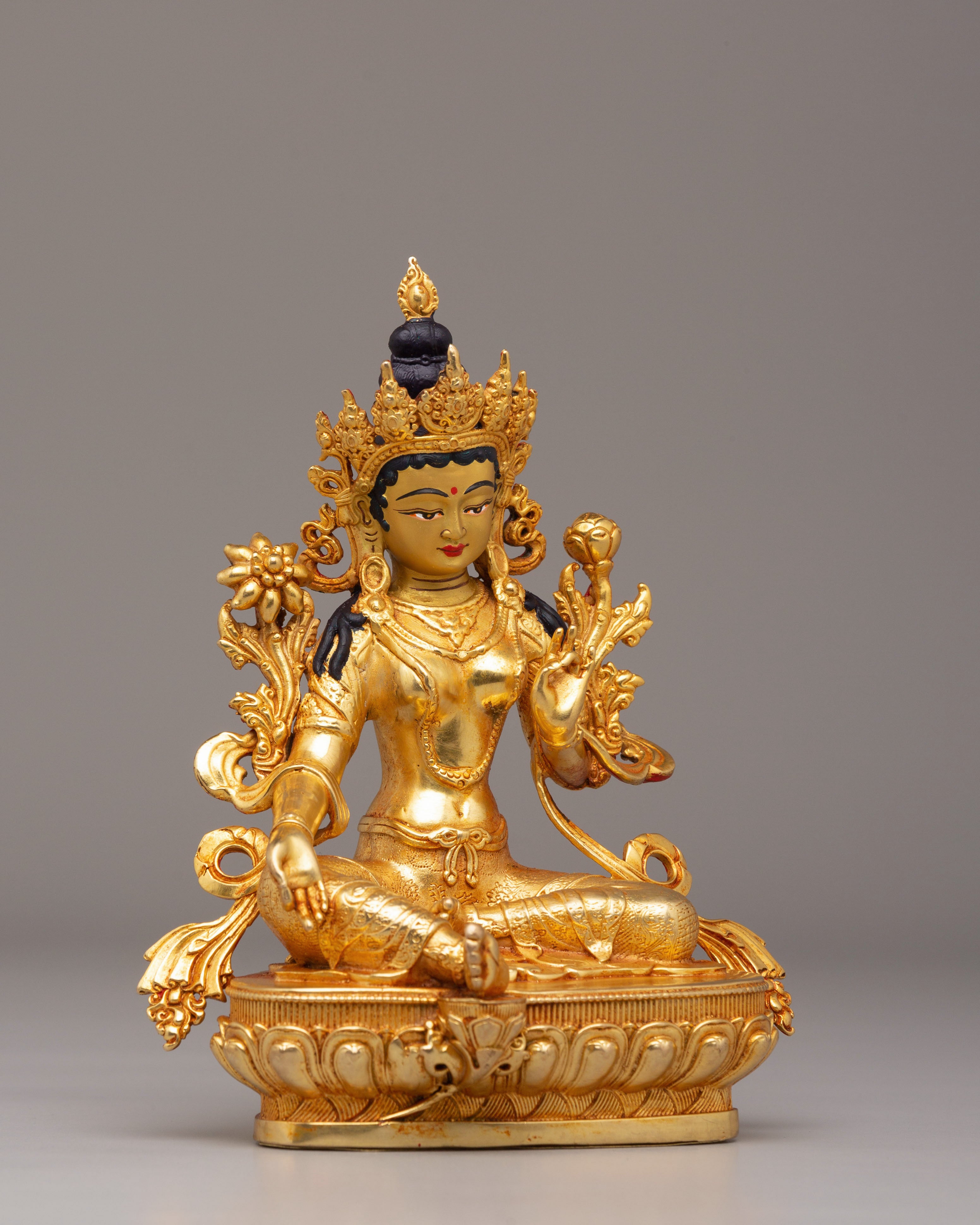 Handmade Green Tara Buddhist Statue | Serene Figure for Meditation & Spiritual Decor