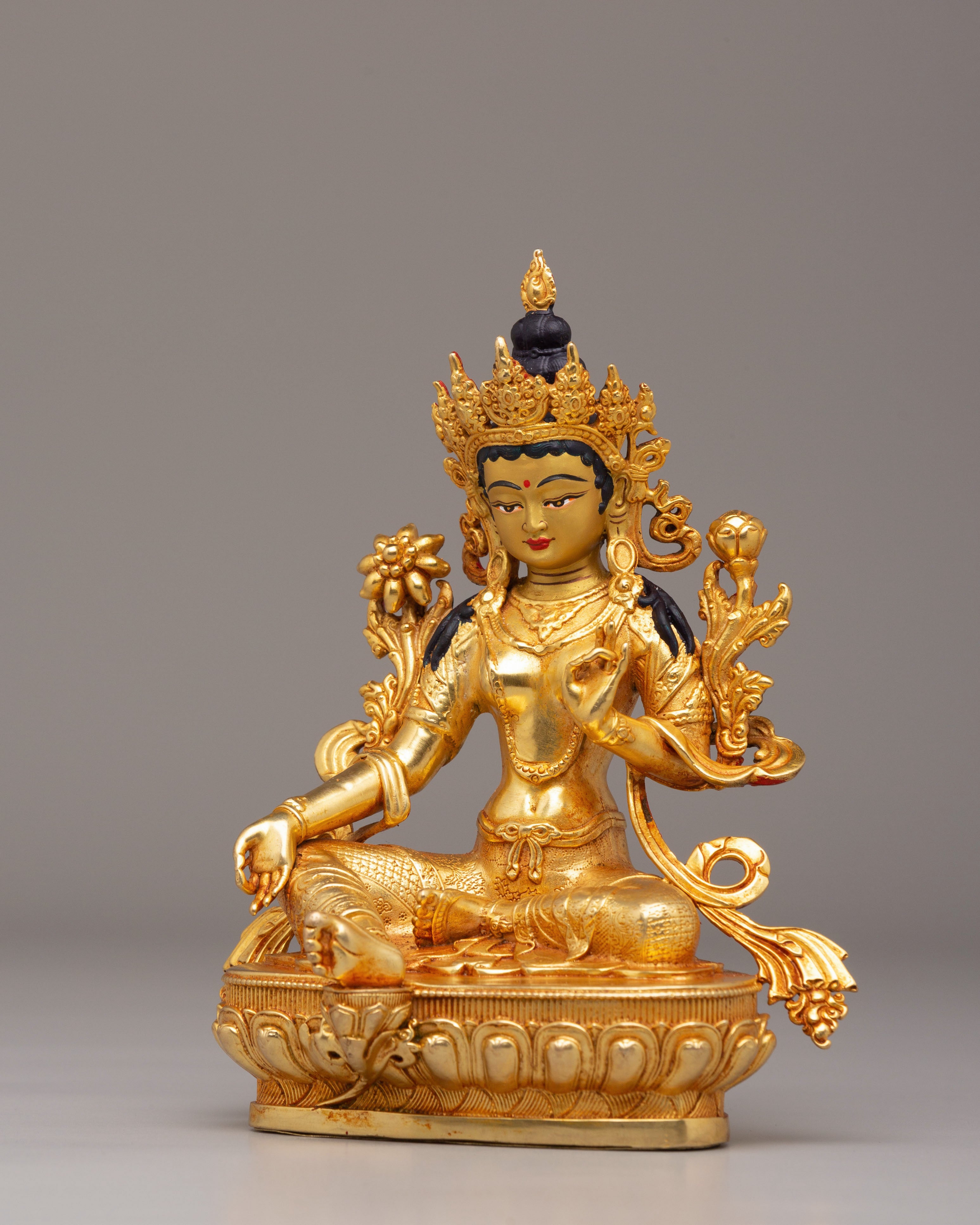 Handmade Green Tara Buddhist Statue | Serene Figure for Meditation & Spiritual Decor