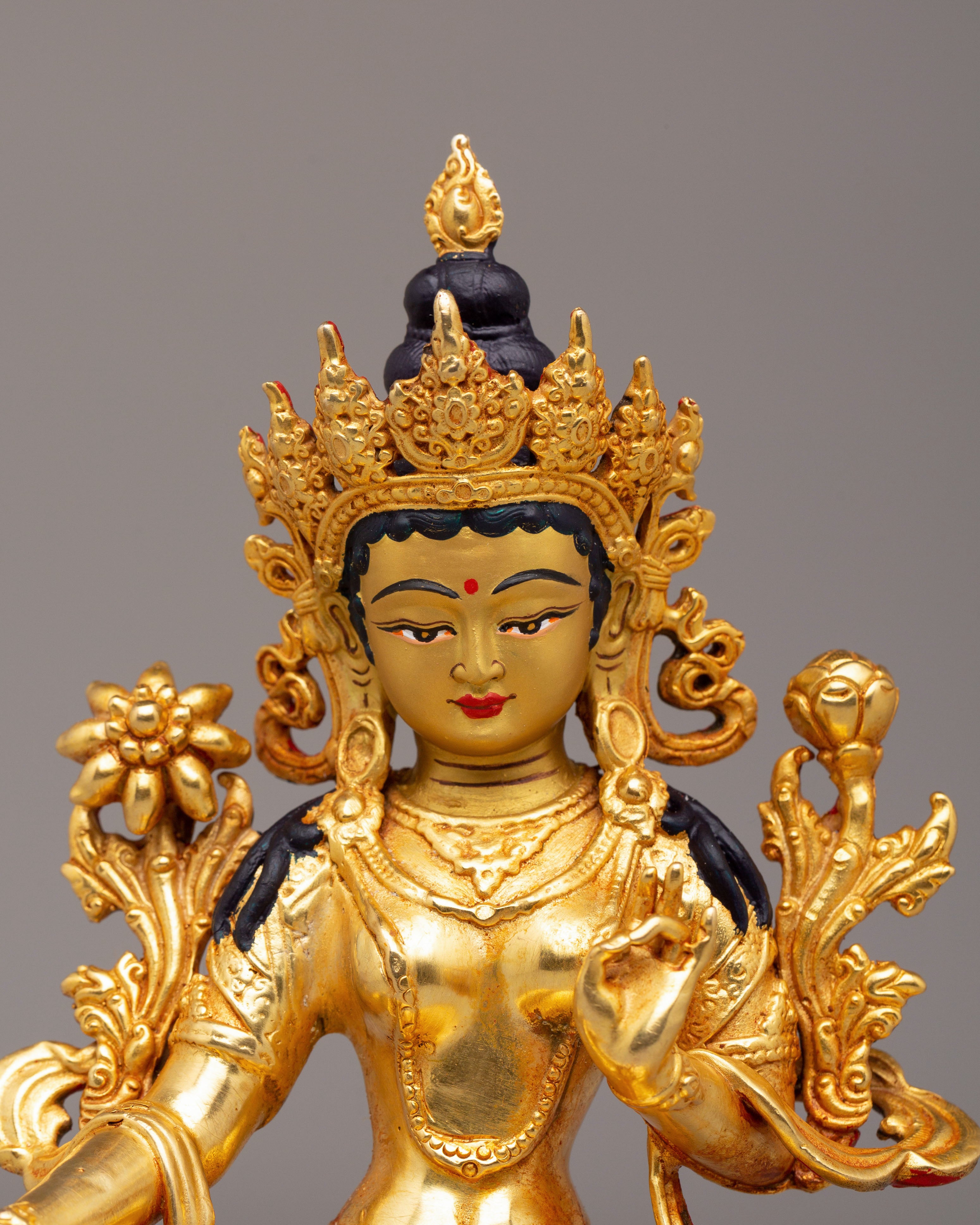 Handmade Green Tara Buddhist Statue | Serene Figure for Meditation & Spiritual Decor