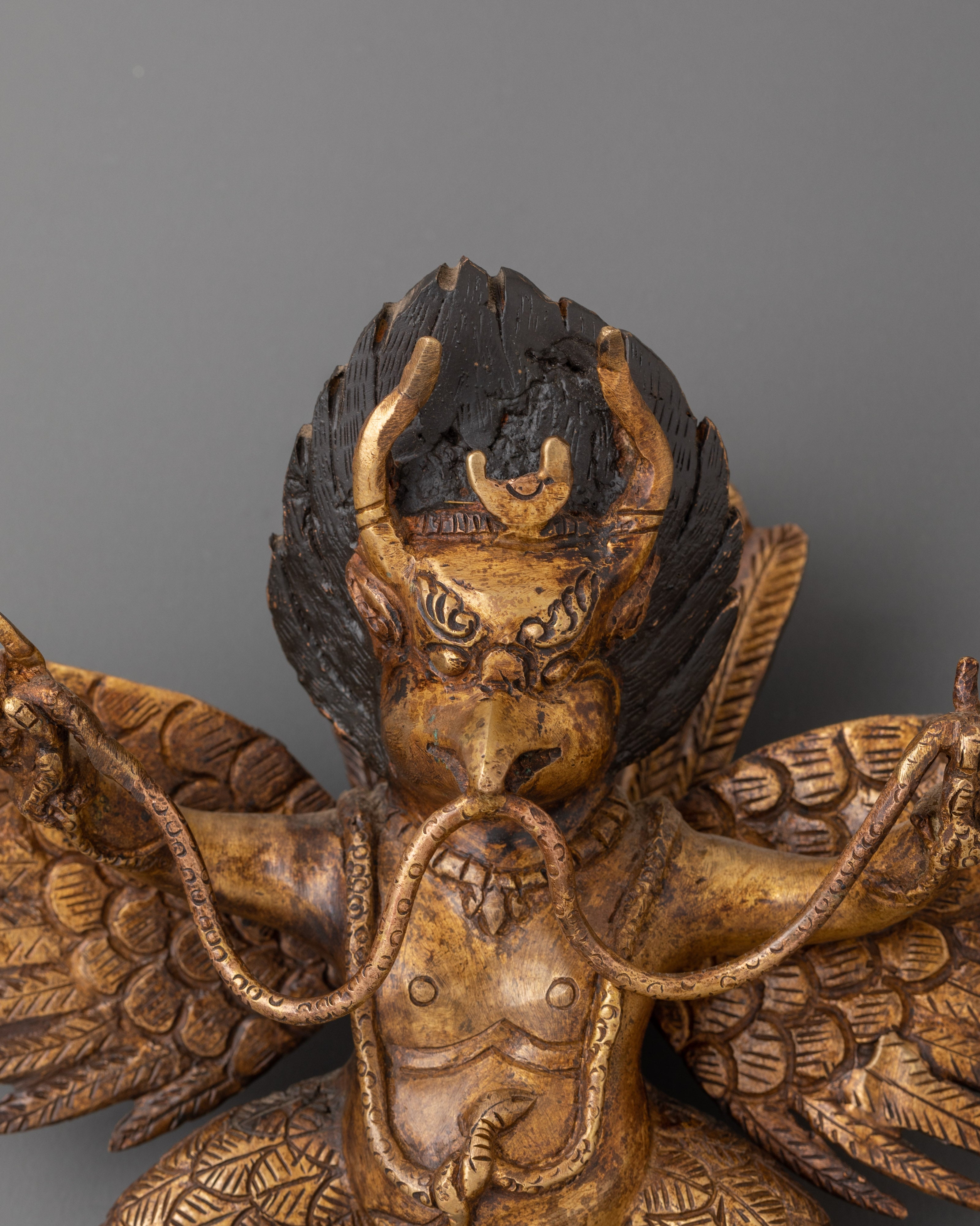 Sacred Garuda Decorative Wall Art | Gold-Plated Hindu Mythological Sculpture