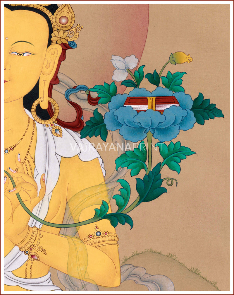 Manjushri and The Prajnaparamita Sutra | Spiritual Giclee Canvas Print