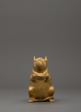 Brass Mouse Oil Lamp Sculpture