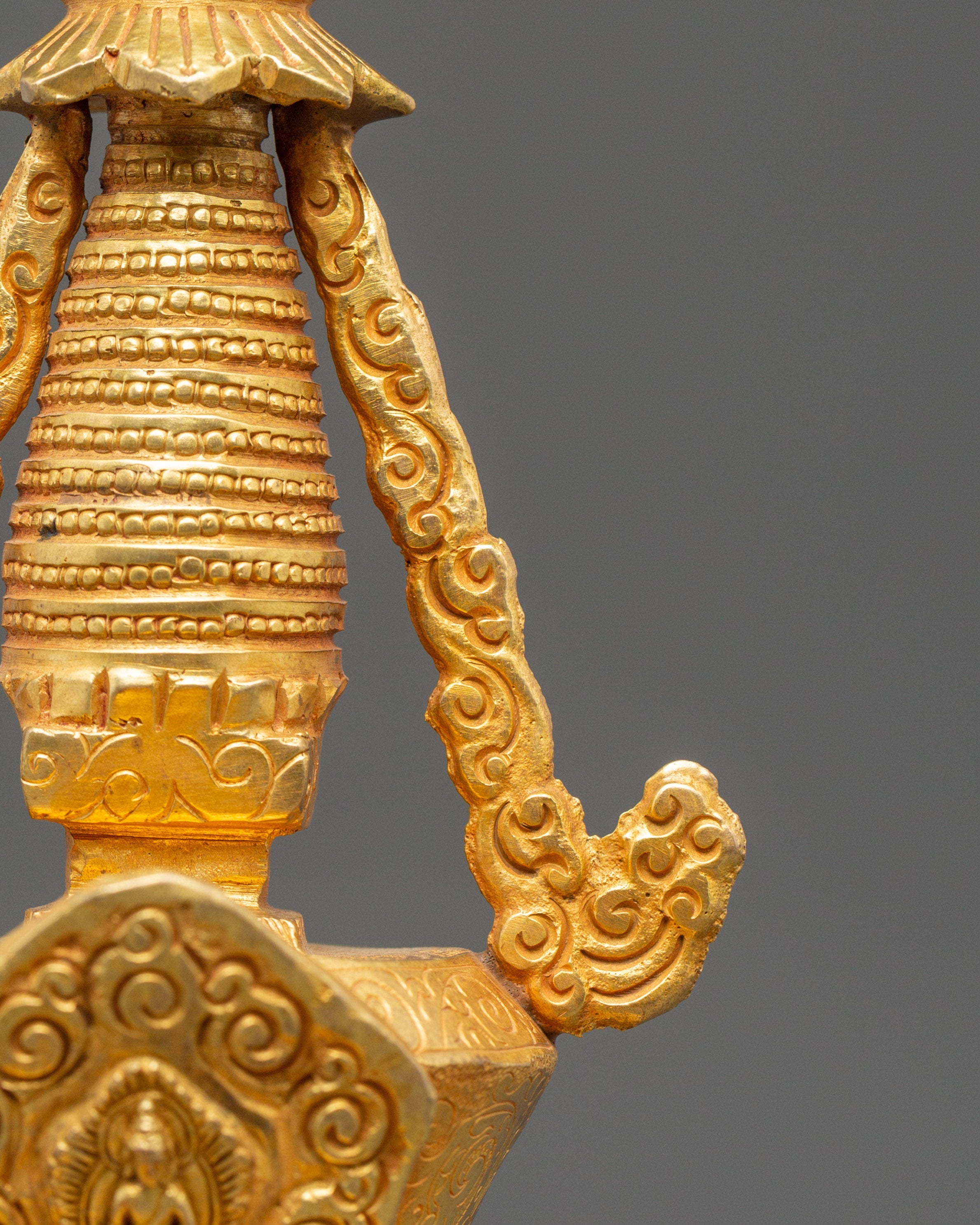 Handcrafted Spiritual Monument Stupa | Gold Plated Tibetan Altar Decor