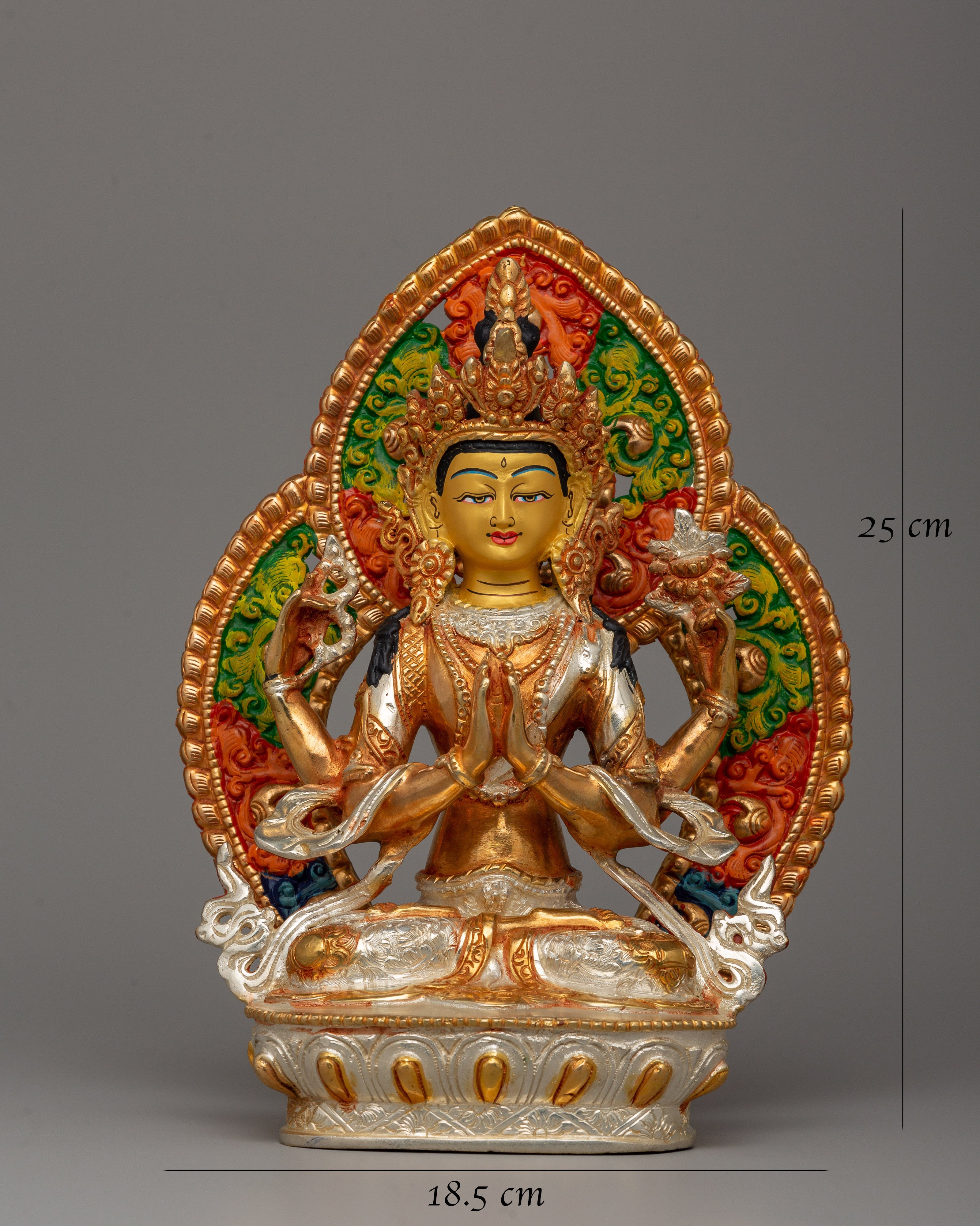 Chenrezig with Beautiful Sacred Halo Statue | Himalayan Sacred Shrine Artwork
