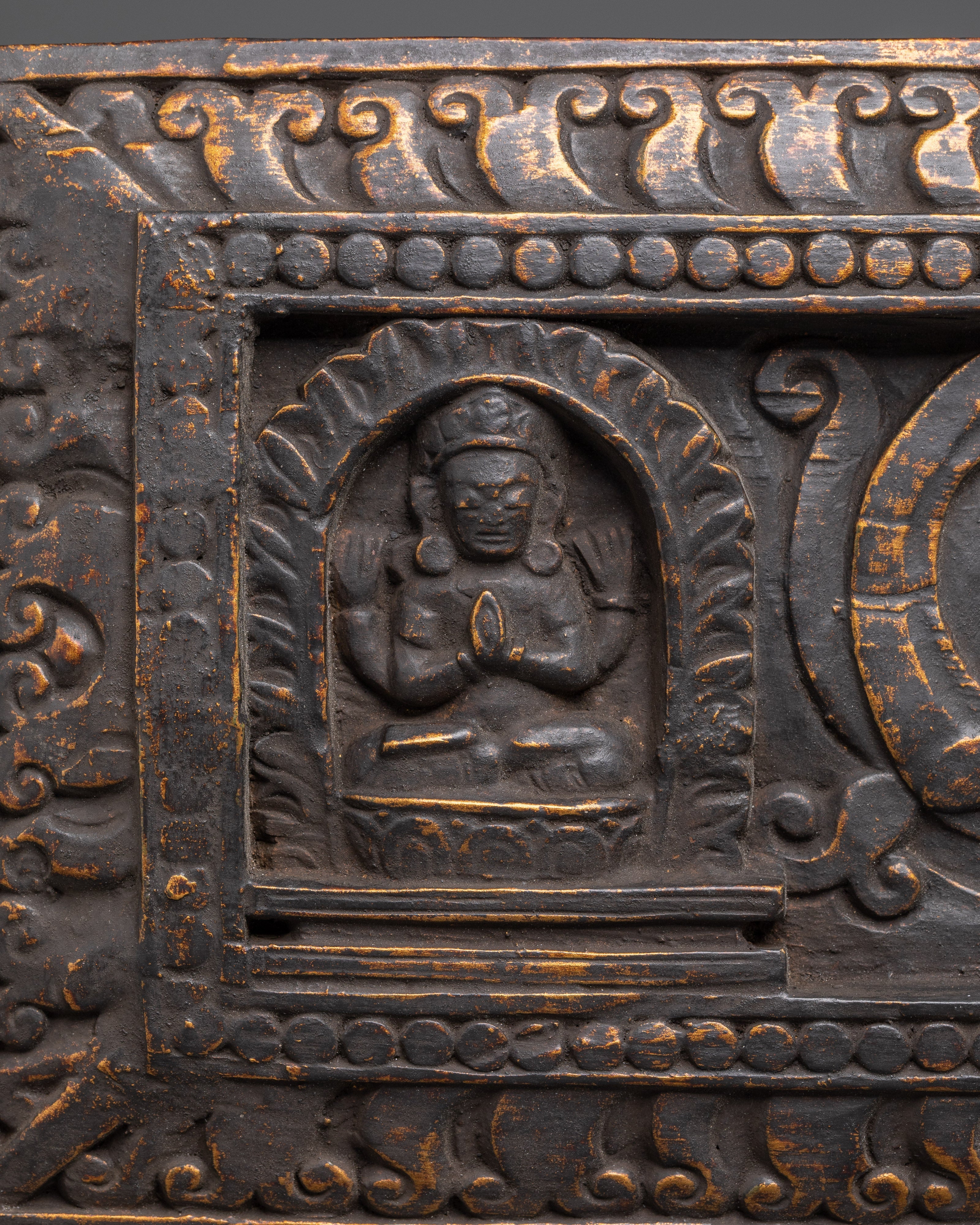 Traditional Buddhist Book Cover | Antique Brass Scripture Protector