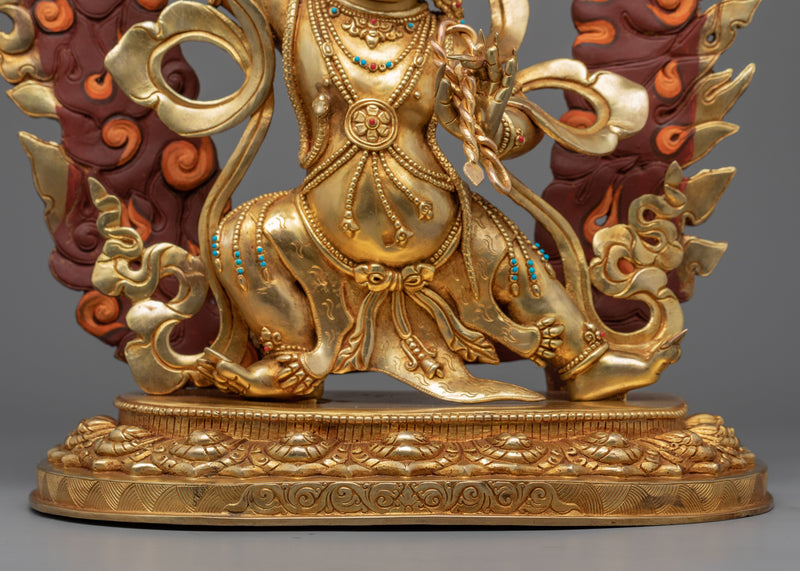 24K Gold Statue To Practice Vajrapani Mantra In Tibetan | Tibetan Buddhist Deity Sculpture