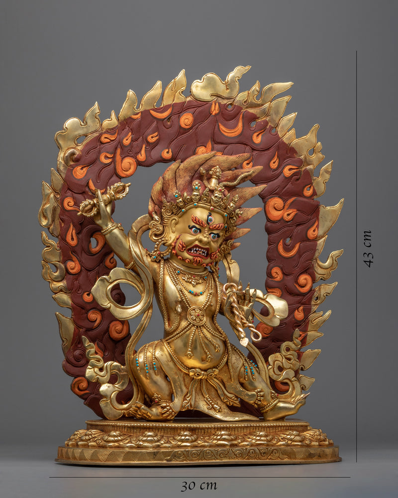 24K Gold Statue To Practice Vajrapani Mantra In Tibetan | Tibetan Buddhist Deity Sculpture