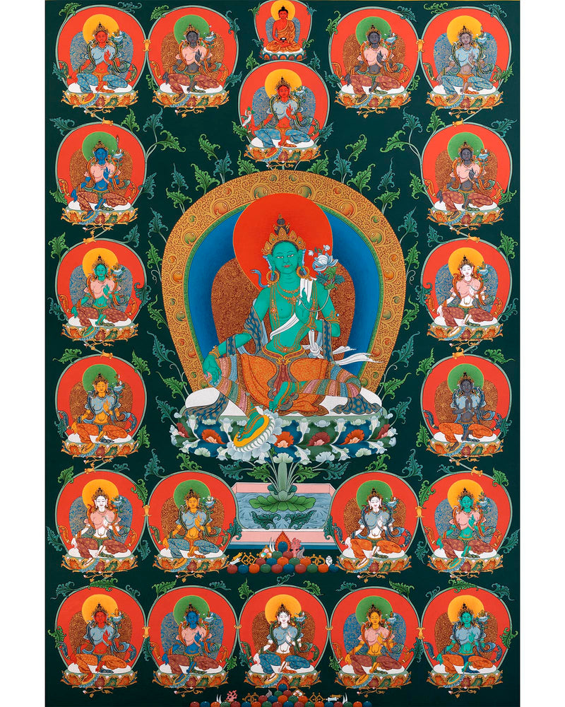 21 Taras | Hand painted Tibetan Thangka