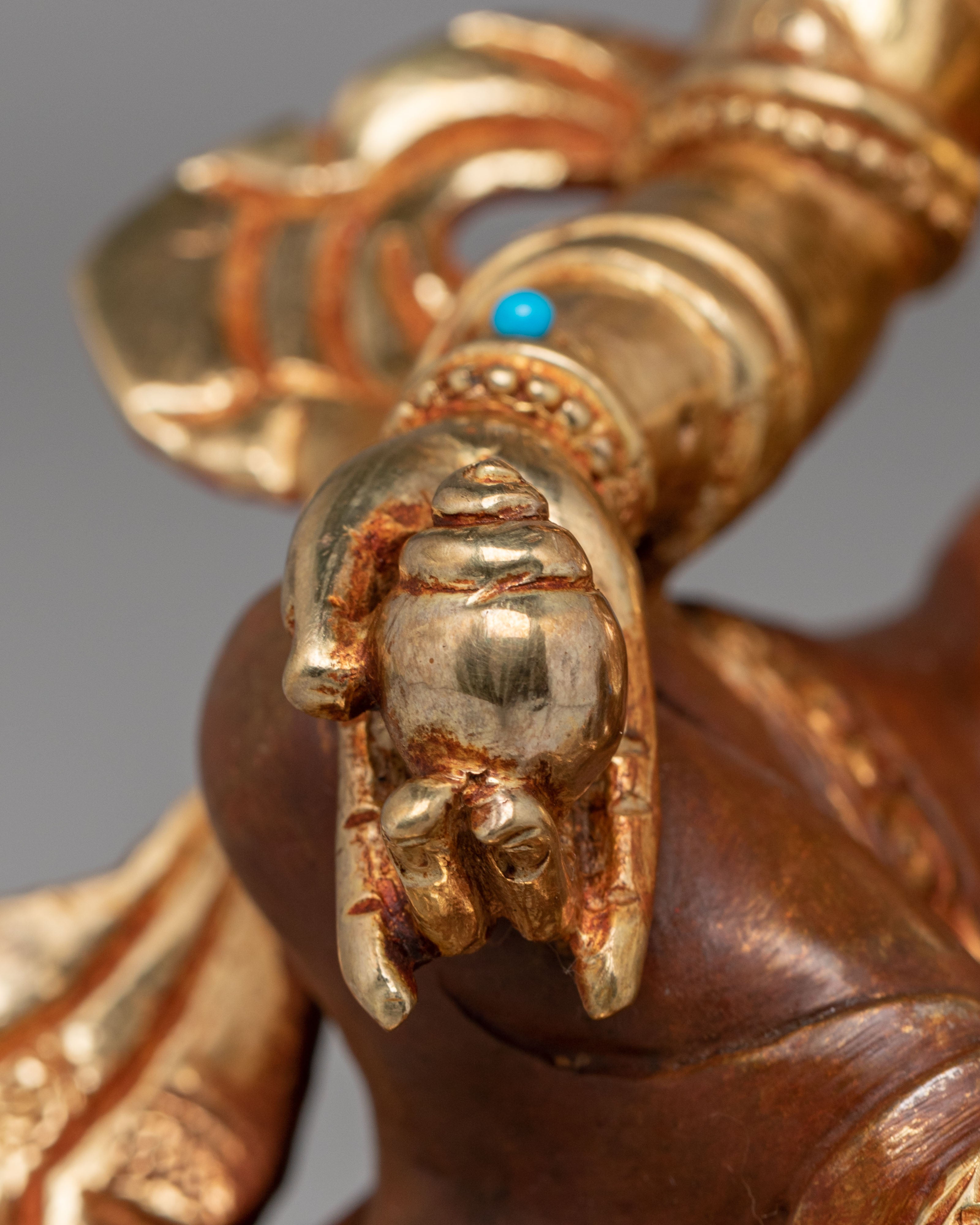 Handcrafted Dzambhala Altar Sculpture | 24K Gold Plated Tibetan Wealth Deity Statue