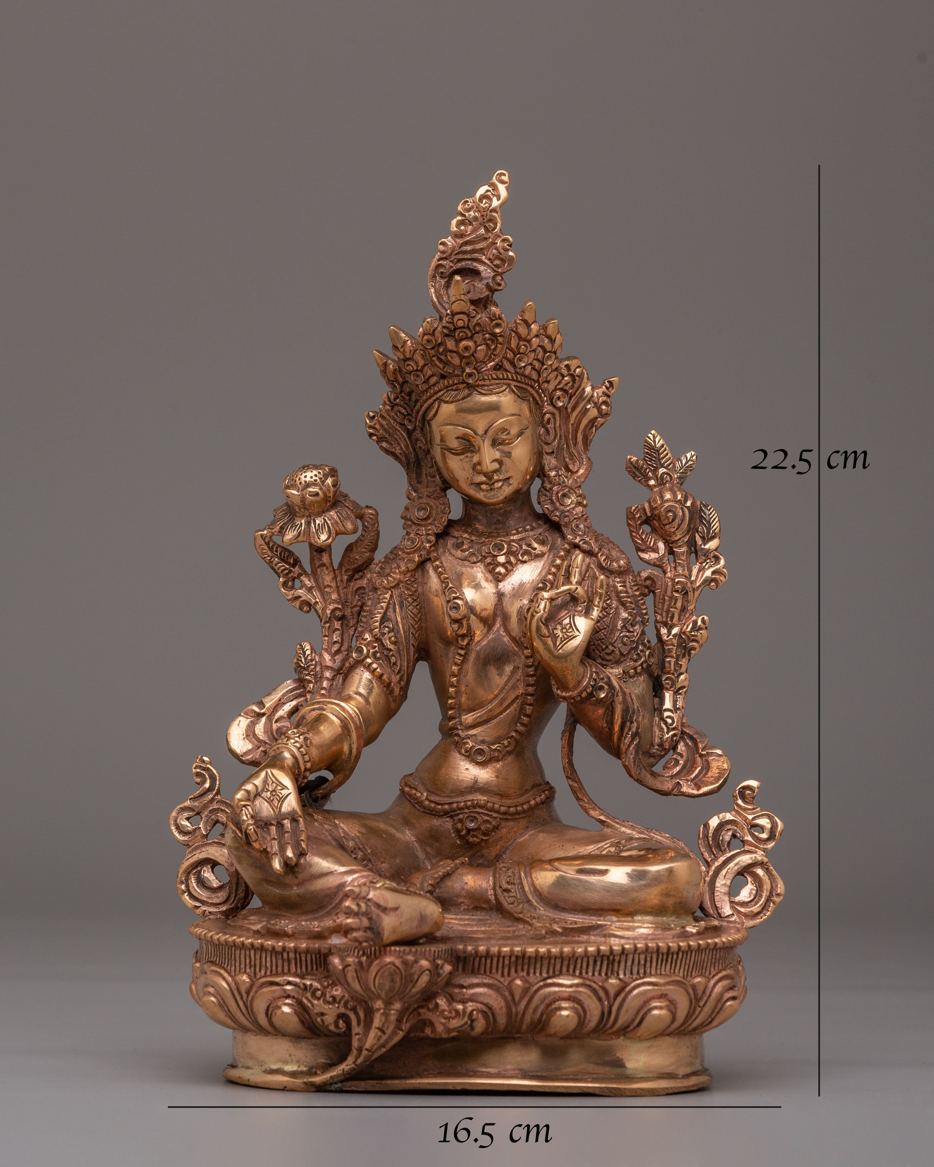 Handcrafted Sacred Green Tara Statue: Embodiment of Compassion