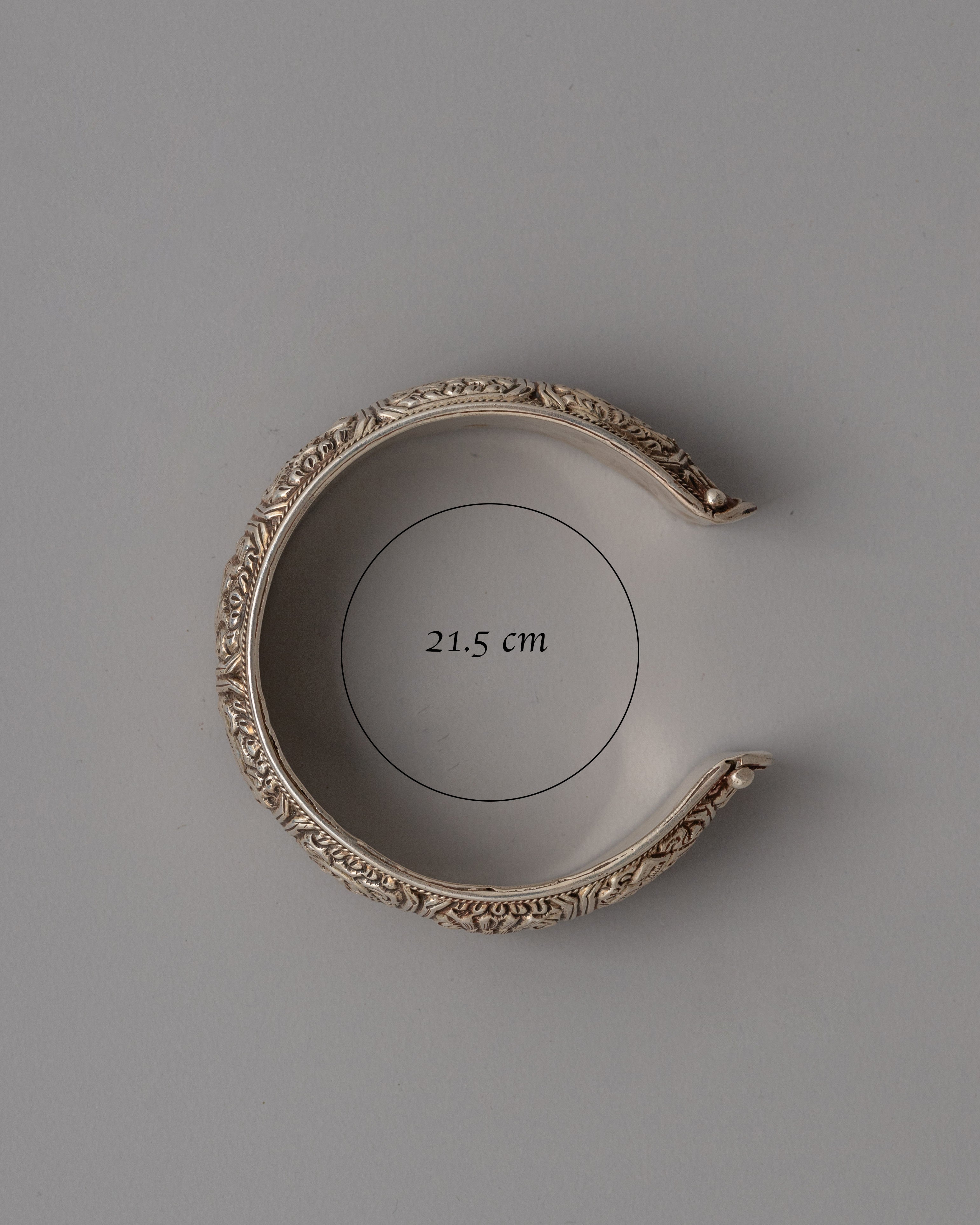 Silver Bracelet Featuring Eight Auspicious Symbols | Buddhist Jewelry