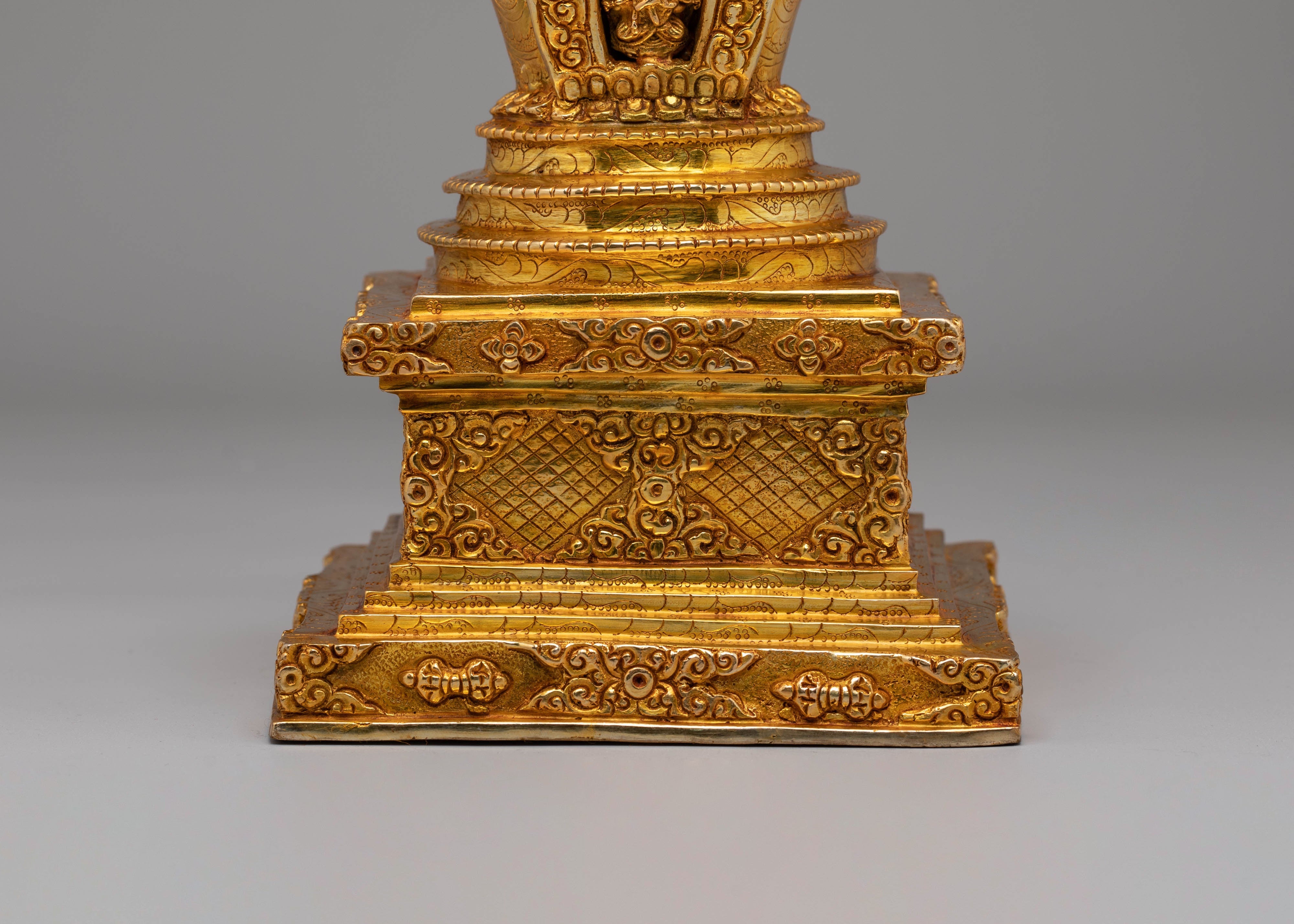 Buddhist Handcrafted Stupa for Rituals | Sacred Tibetan Stupa Art