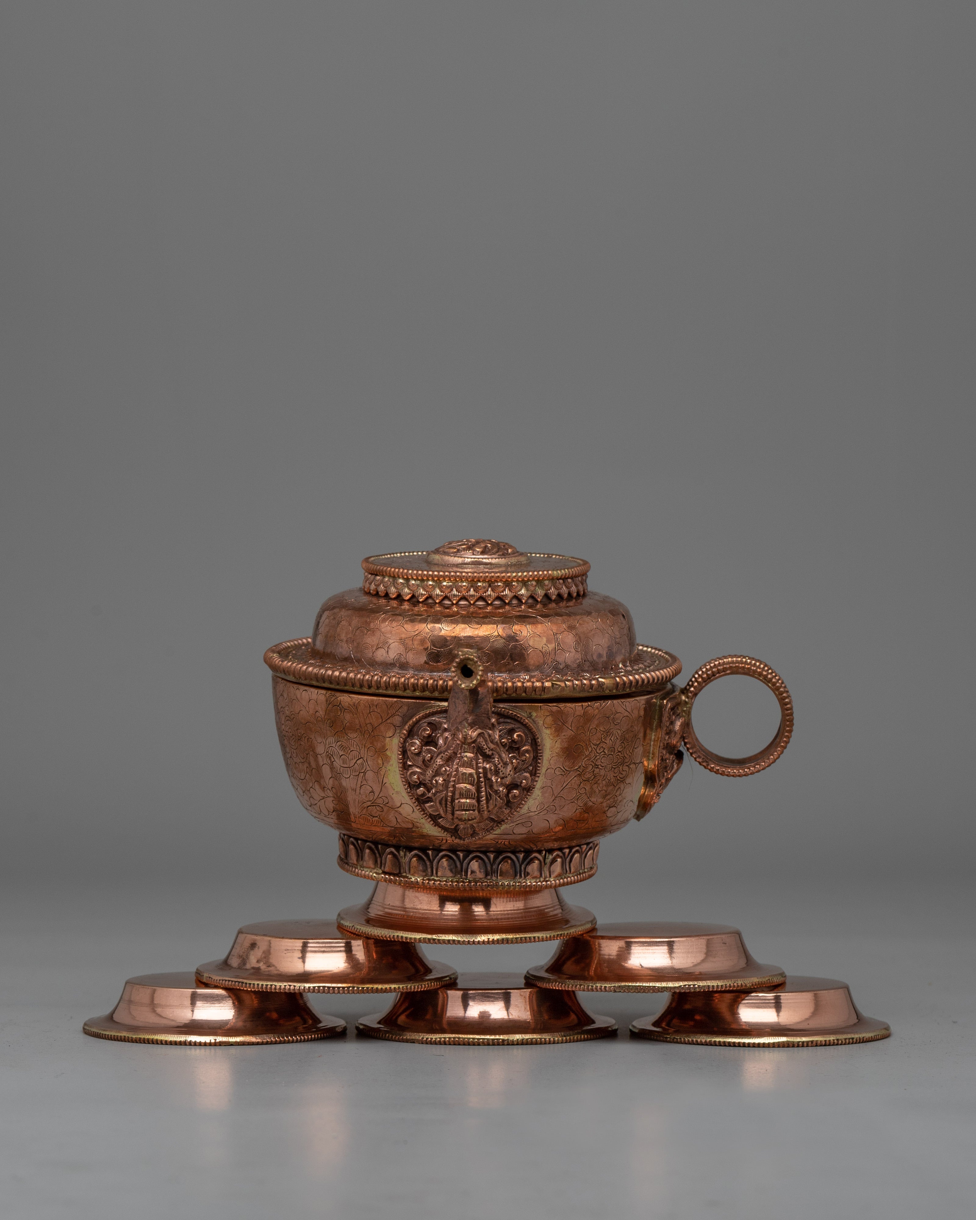 Copper Tibetan Water Offering Set | Buddhist Ceremonial Vessel