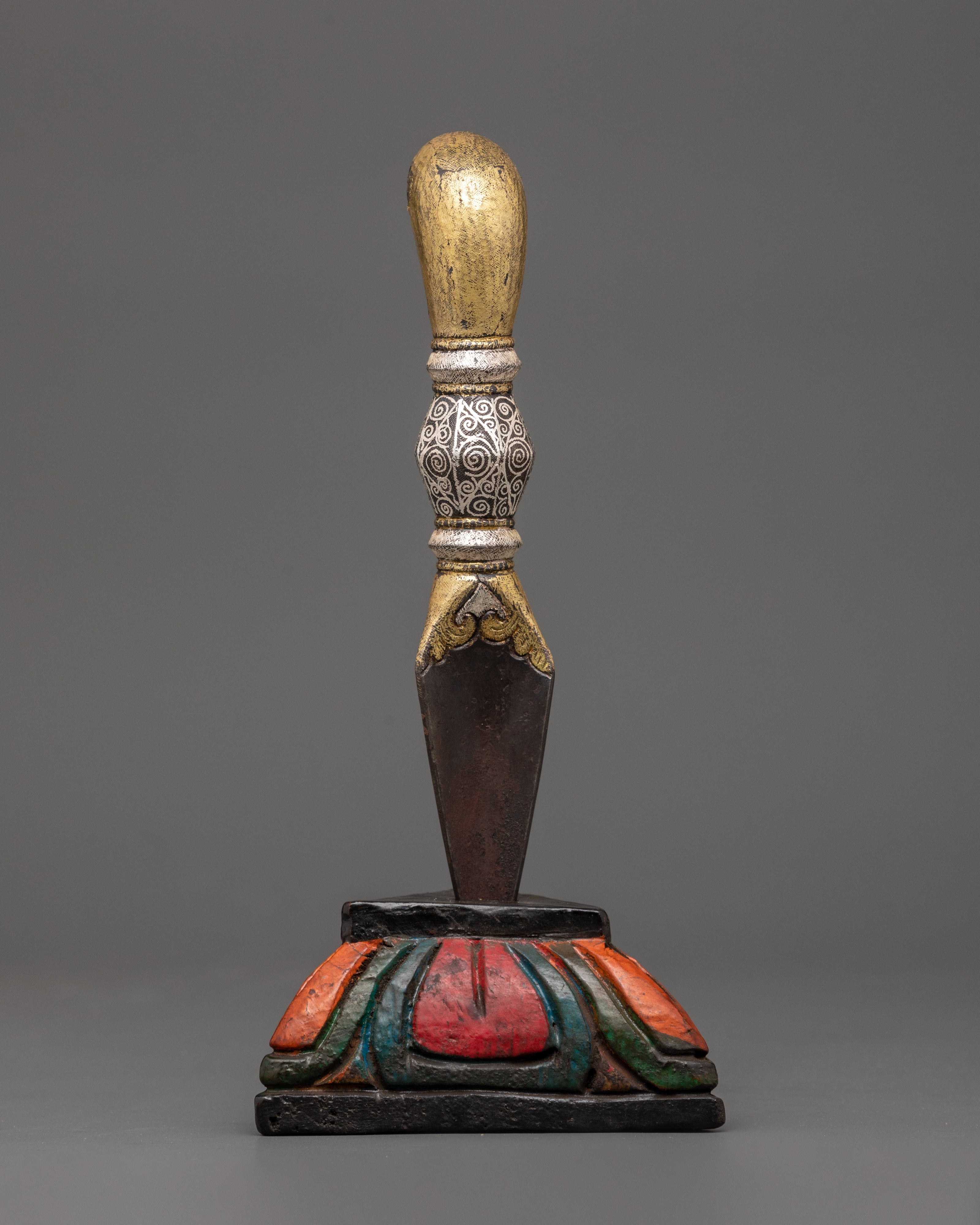 Brass Inlaid Phurba | Tibetan Dagger for Ritual Protection