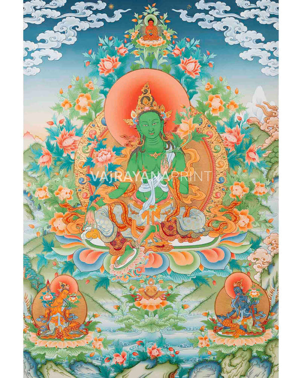  Green Tara Thangka Print