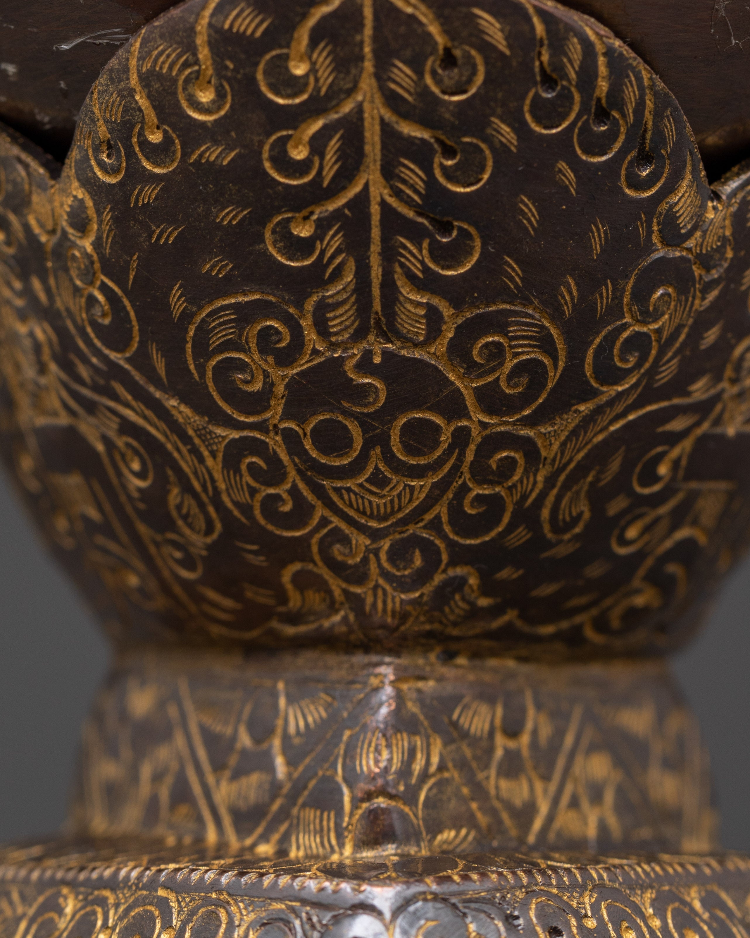 Tibetan Kapala Set for Buddhist Rituals | Oxidized Copper Skull Cup with Vajra Lid