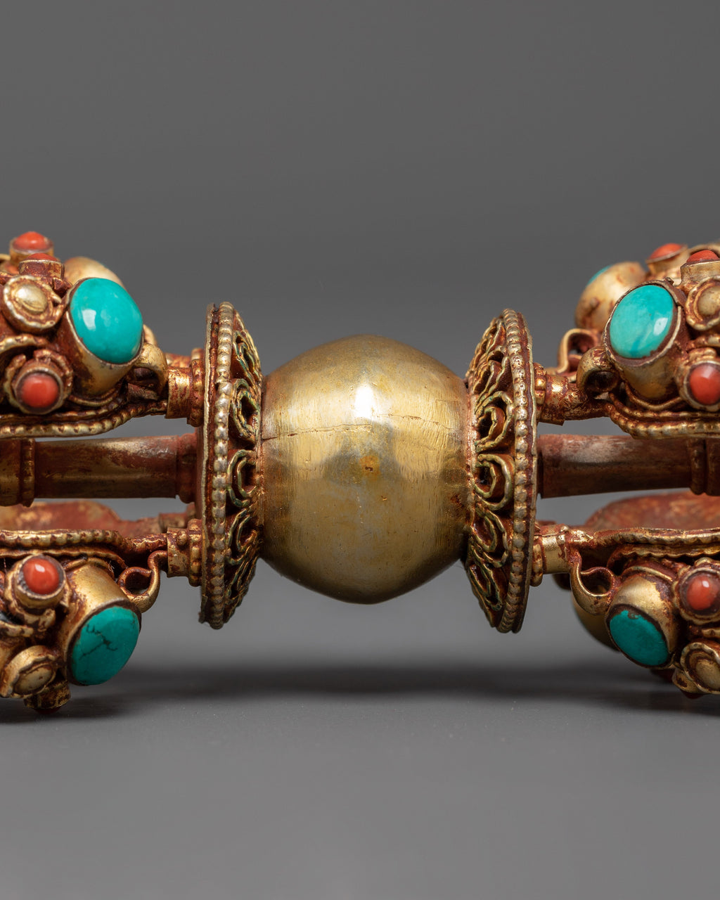 Vajra Ritual Sacred Tibetan Vajra Ritual Tool | Handcrafted Vajra with Gemstone Inlay