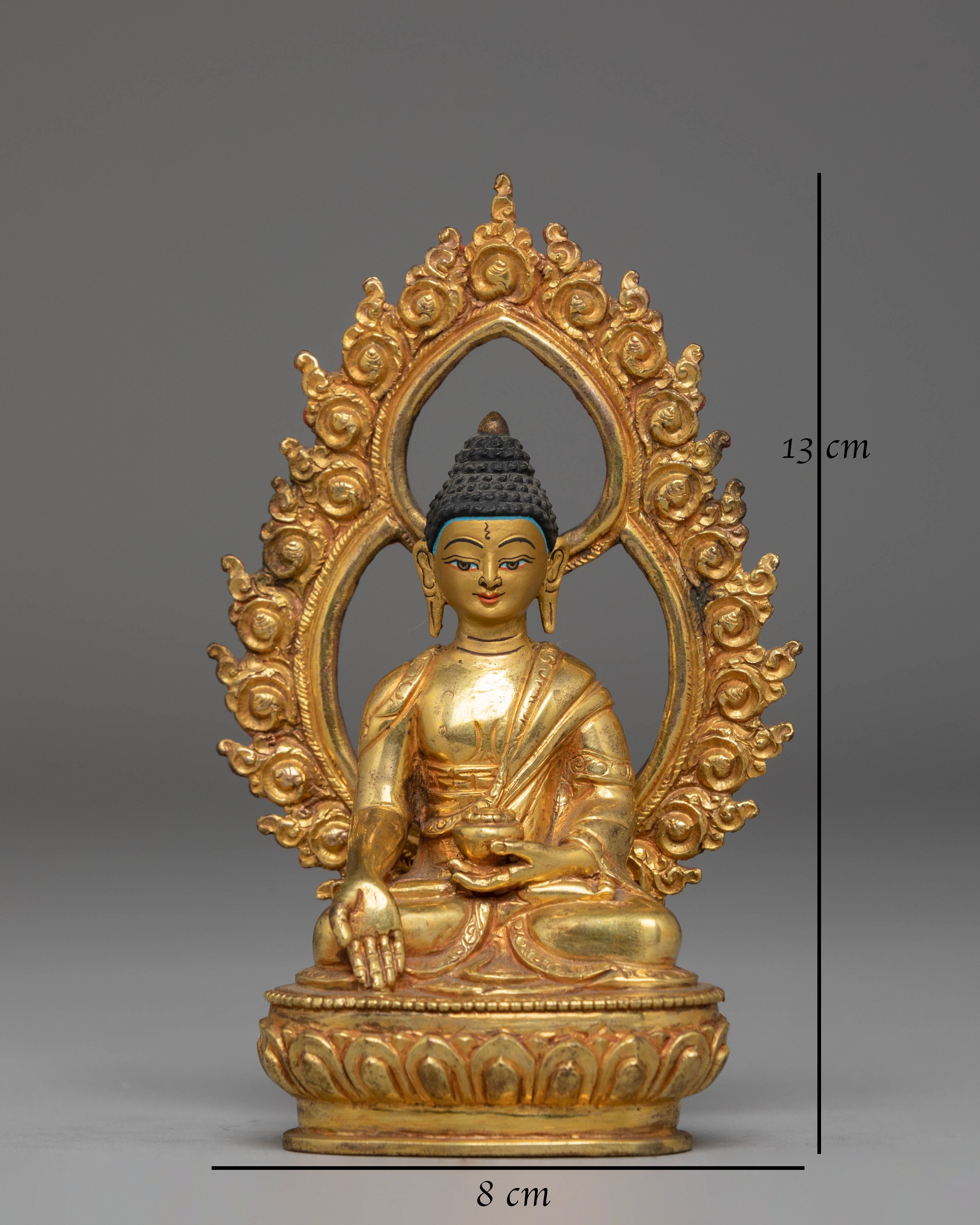 Statue of Buddha Ratnasambhava | Gold Plated Copper Buddha for Spiritual Decor