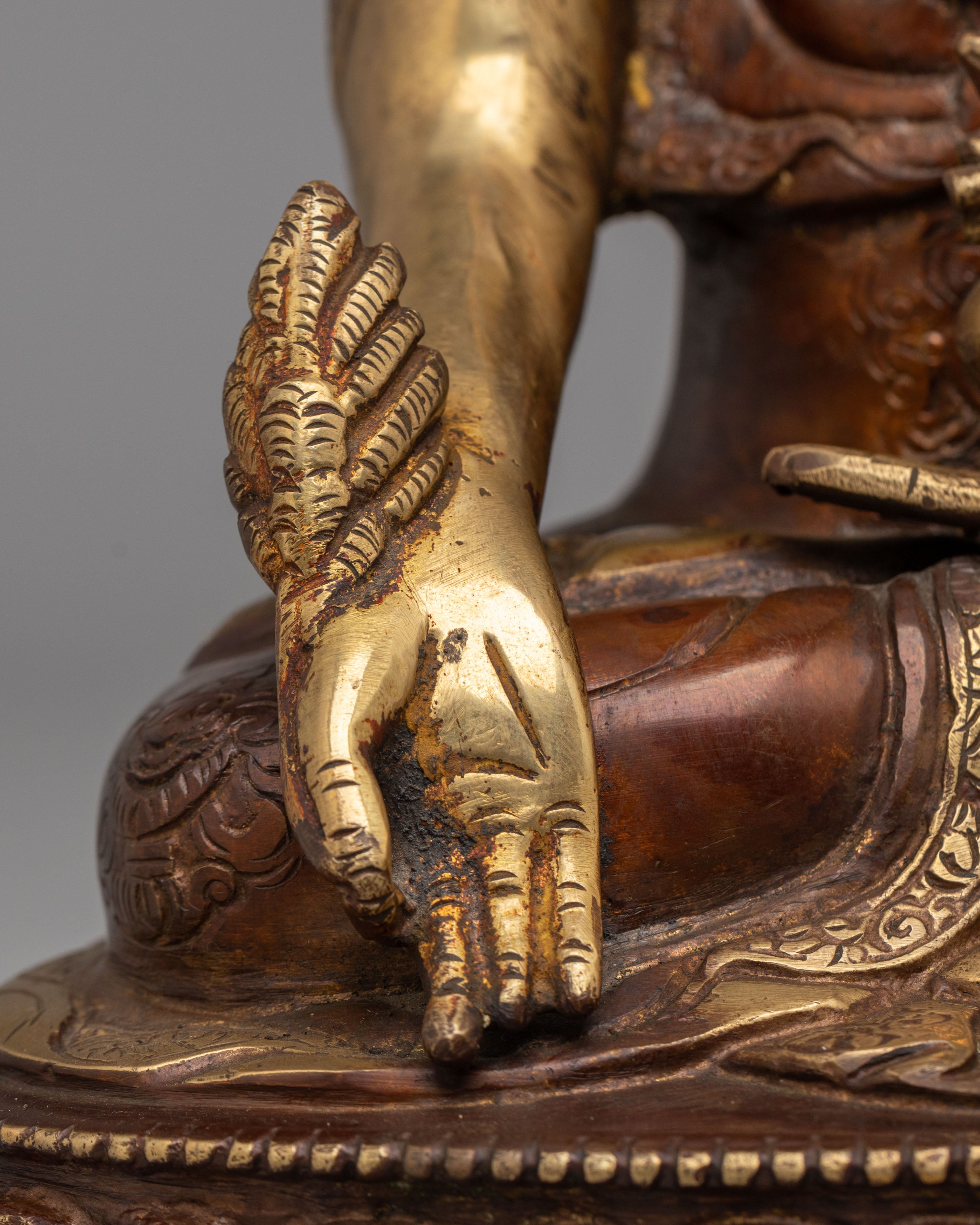 Scared Medicine Buddha Buddhist Statue | Handcrafted Brass Sculpture