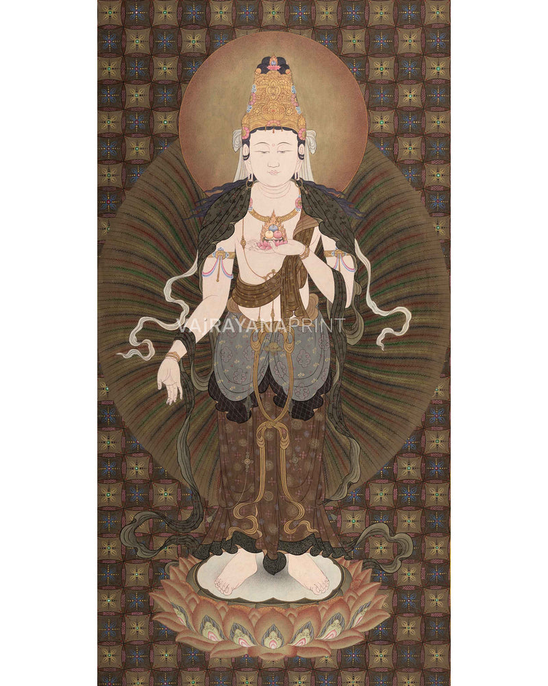 Ksitigarbha Mantra Thangka Print