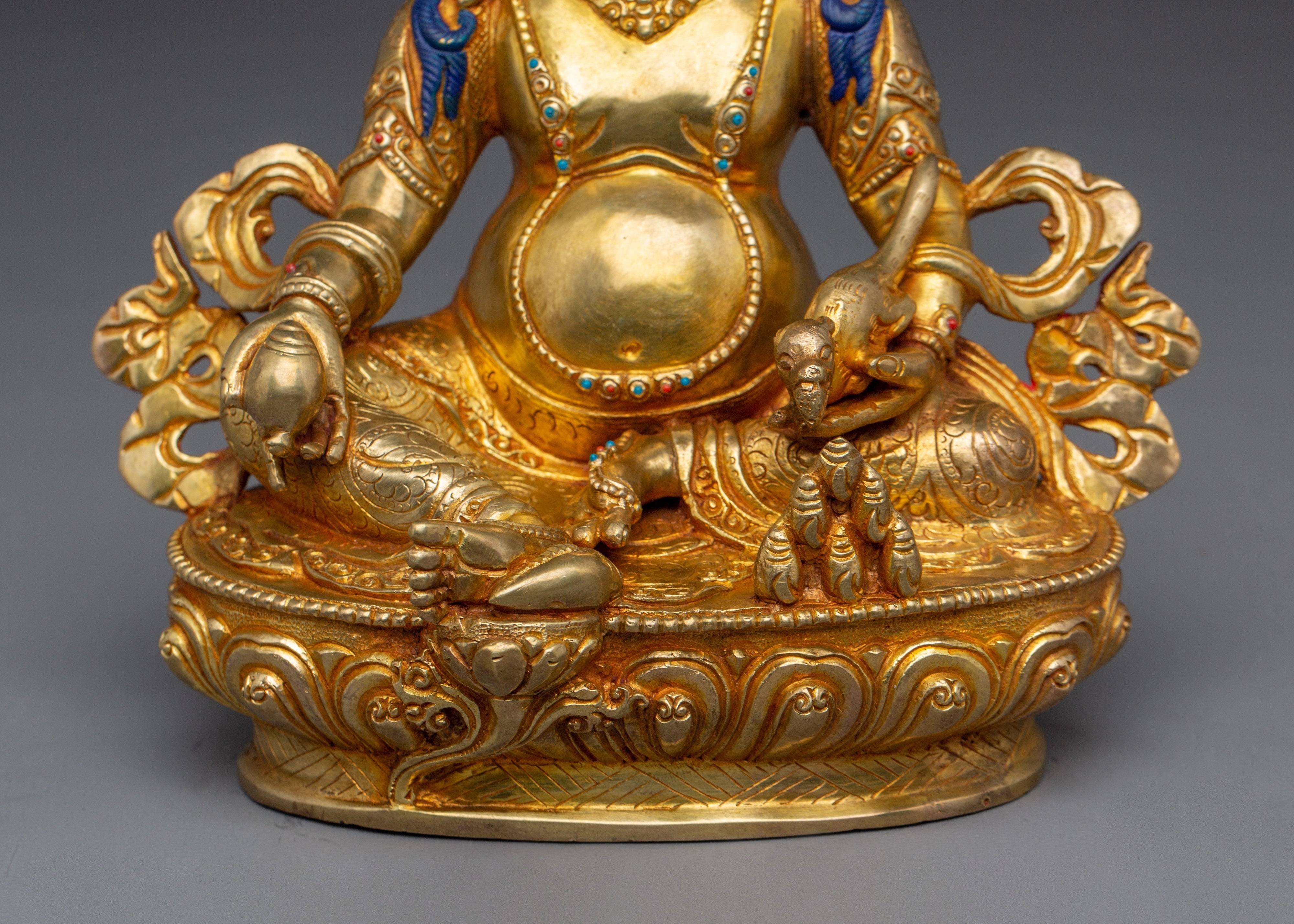 Golden Nepalese Artwork of Dzambhala | Wealth Deity of Tibetan Buddhism