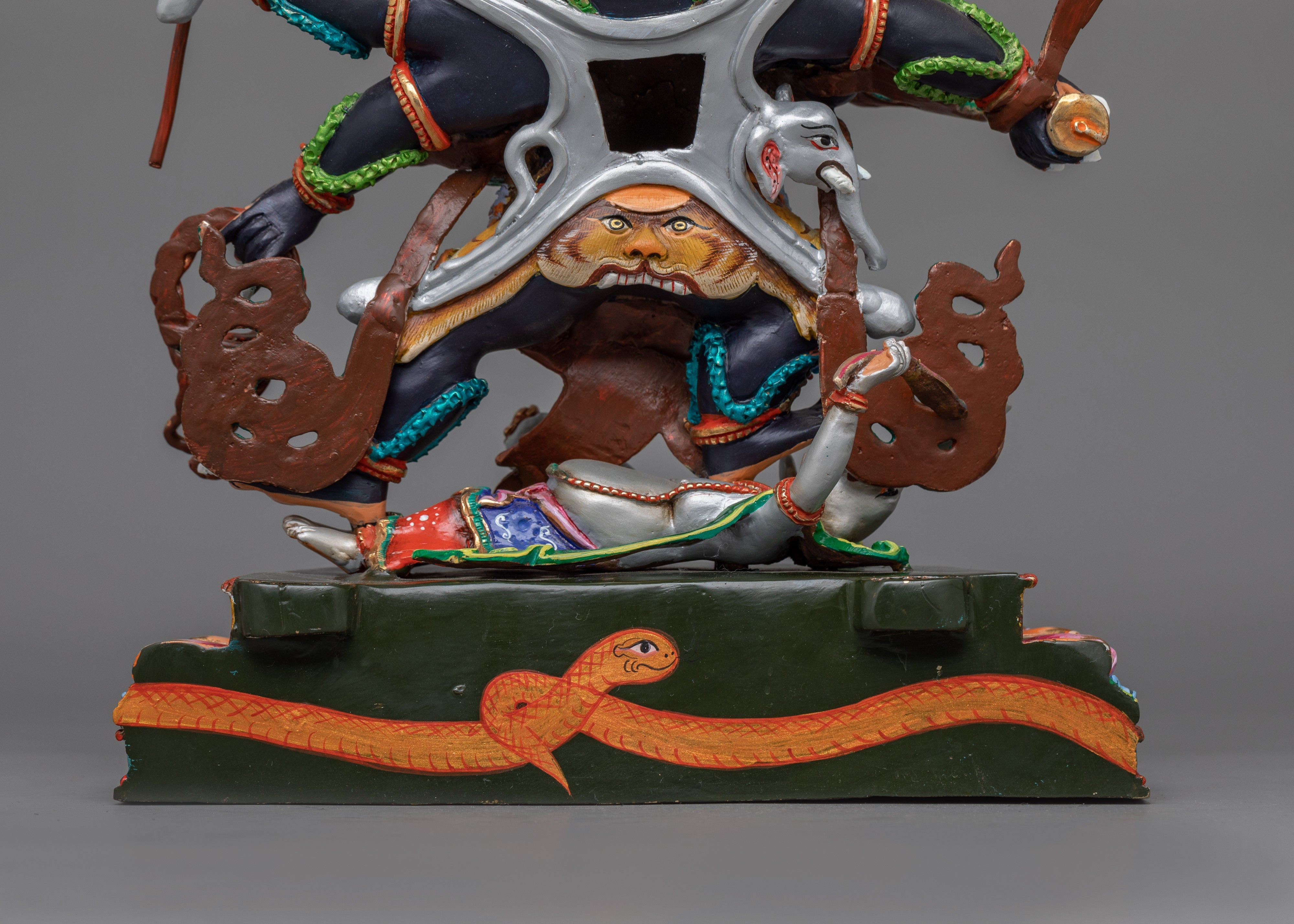 Fierce Deity Six Armed Mahakala Statue | Wrathful Protector Deity