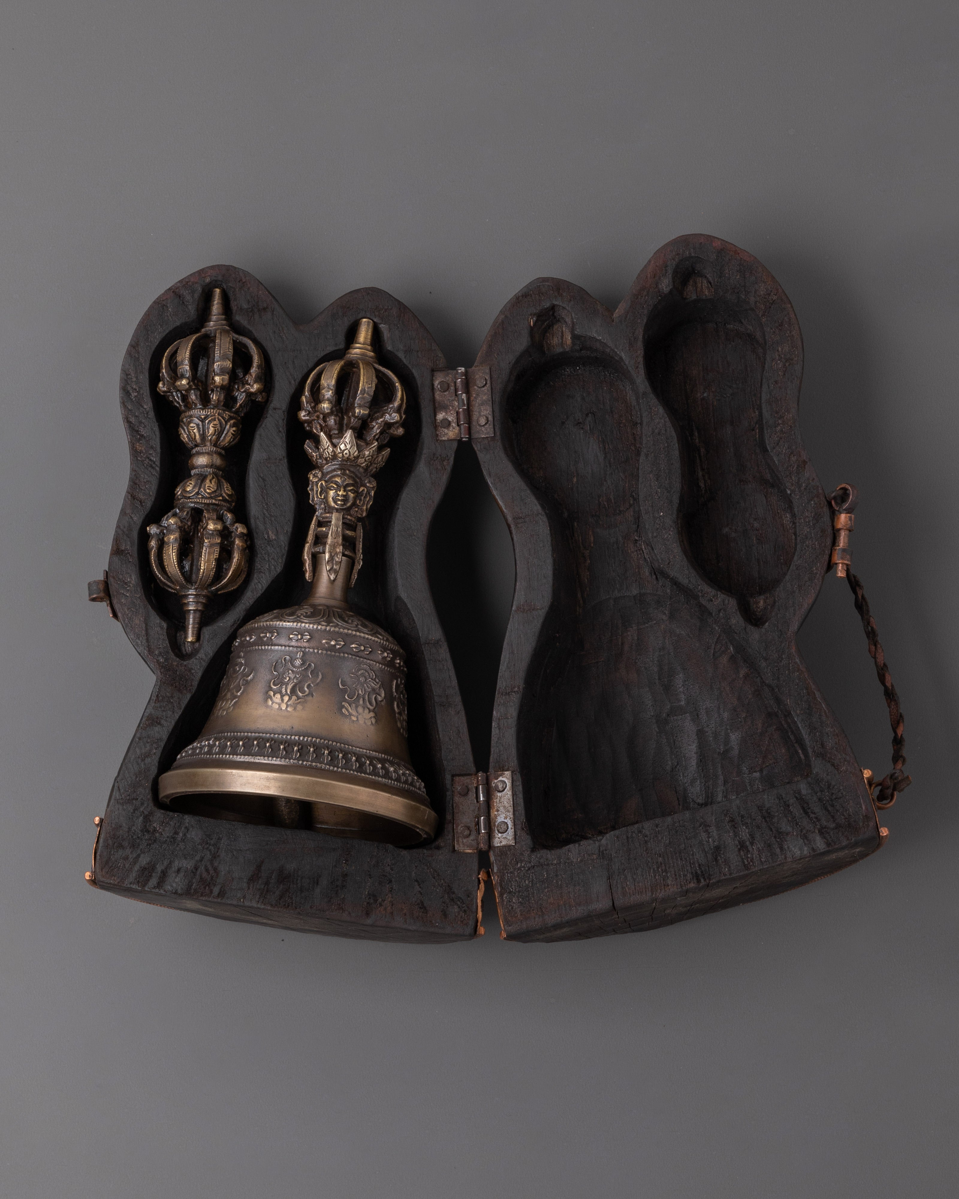 Brass Vajra And Bell With Cover | Buddhist Ritual Instruments