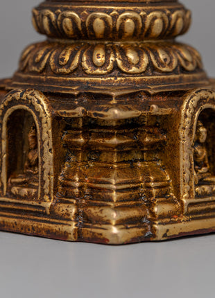 Traditional Tibetan Stupa Sculpture | Compact Symbol of Enlightenment for Desk or Altar