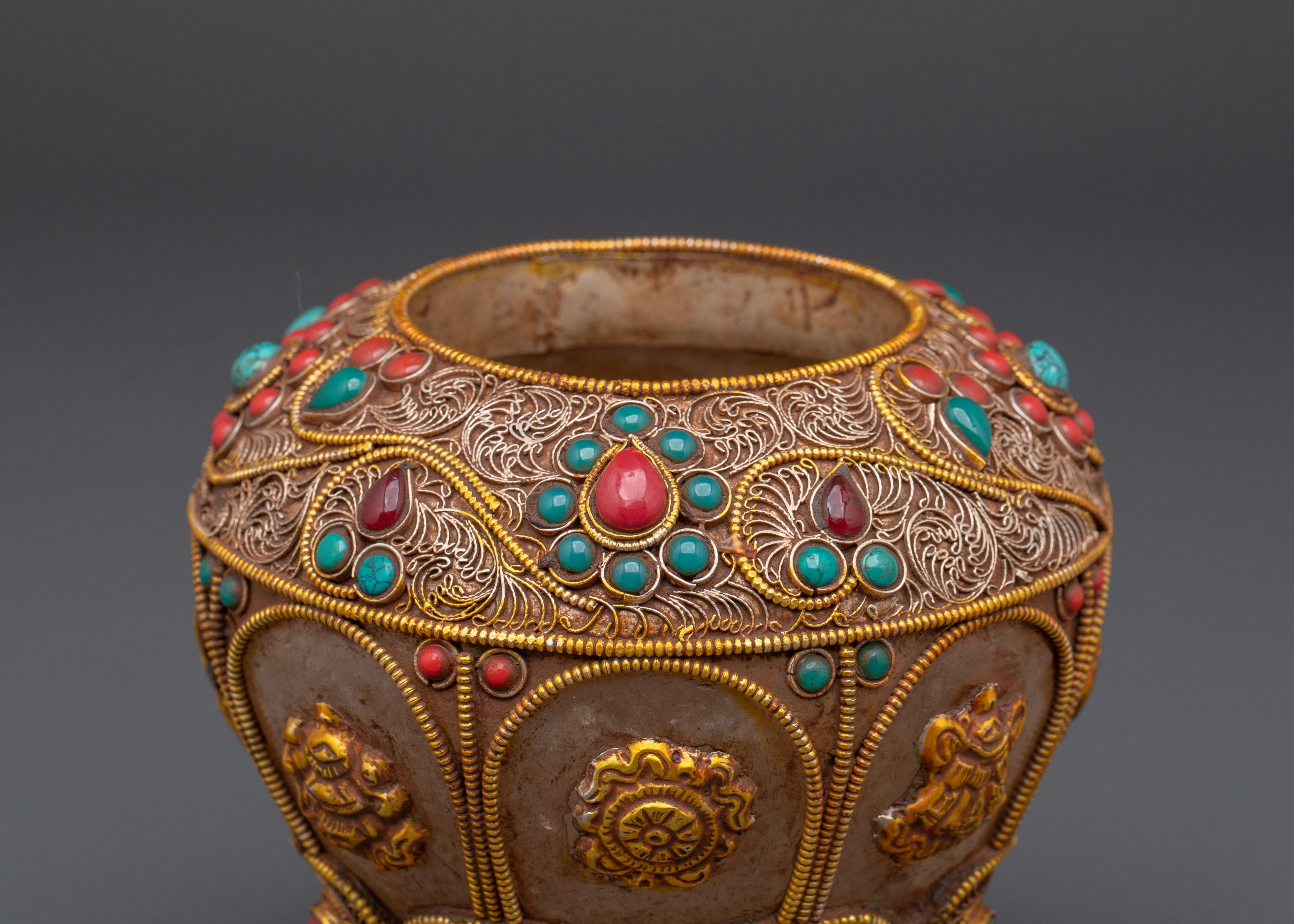Sacred Rice Pot with 8 Auspicious Symbols | Spiritual Home Decor