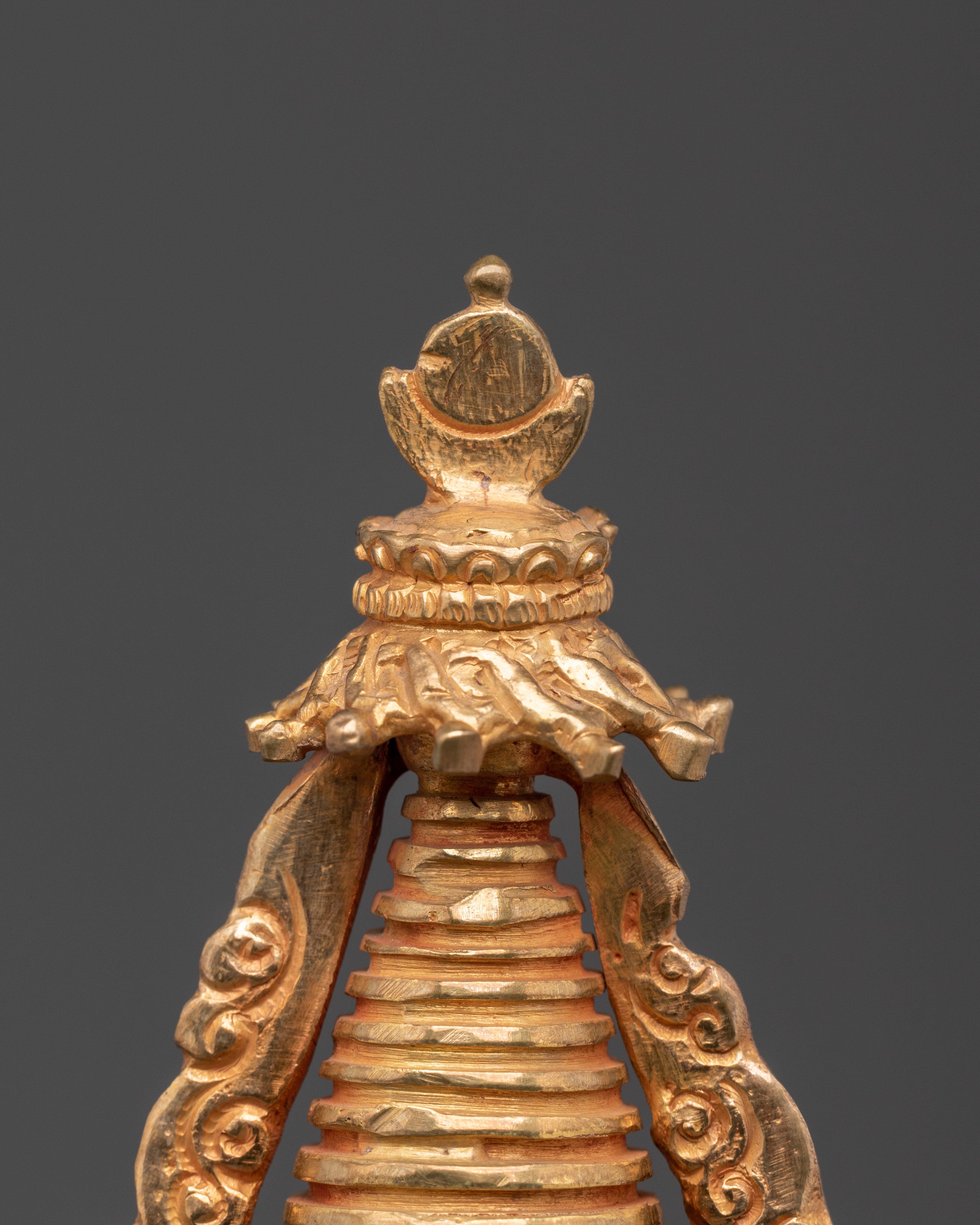 Tibetan Enlightenment Altar Stupa | Gold Plated Buddhist Shrine for Meditation