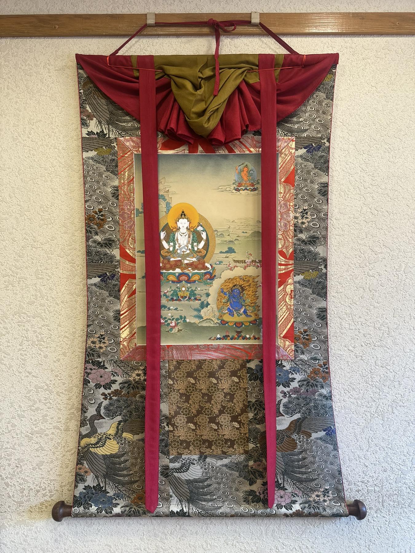 Trio Bodhisattva: Chenrezig, Manjushri, and Vajrapani | Compassion, Wisdom, and Power | With Brocade