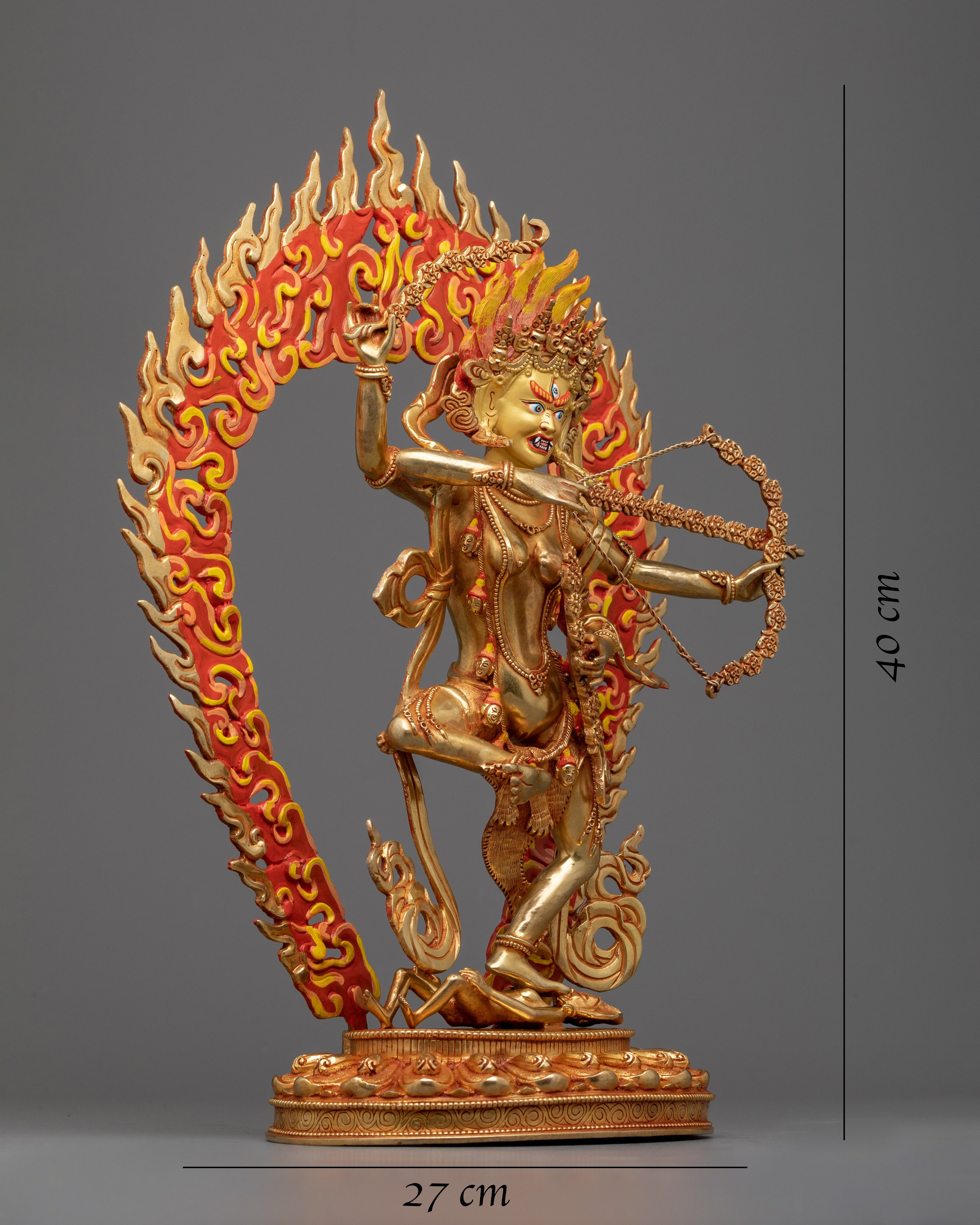 Kurukulla Semi-Wrathful Dakini Statue | 24k Gold Gilded Sculpture