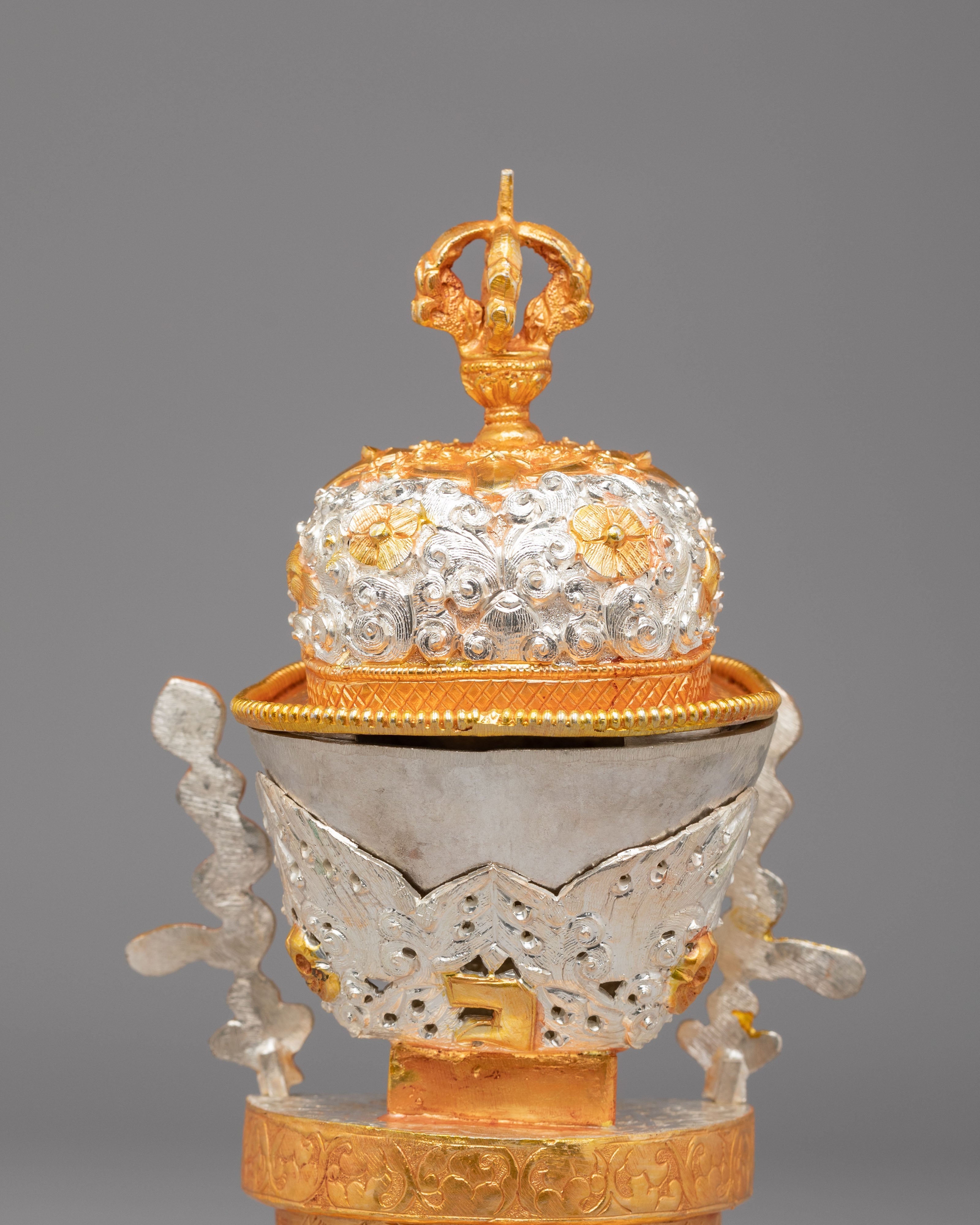 Buddhist Ritual Kapala Set | Gold and Silver Plated Vessels