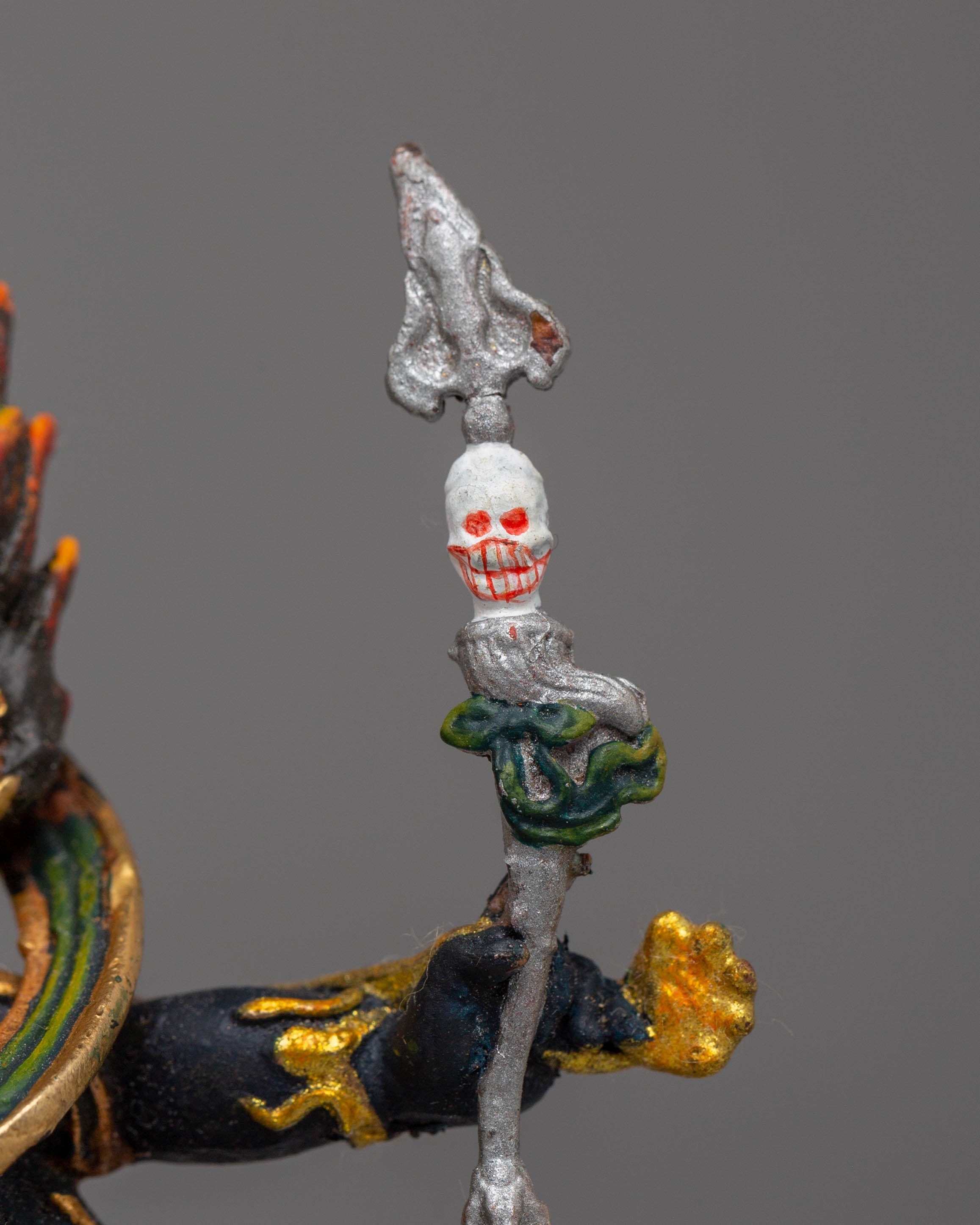 Handcrafted Tibetan Six Armed Mahakala Sculpture | A Sacred Guardian