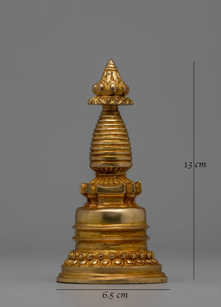 Gold-Plated Tibetan Buddhist Stupa | Enhancing Mindfulness and Spiritual Energy