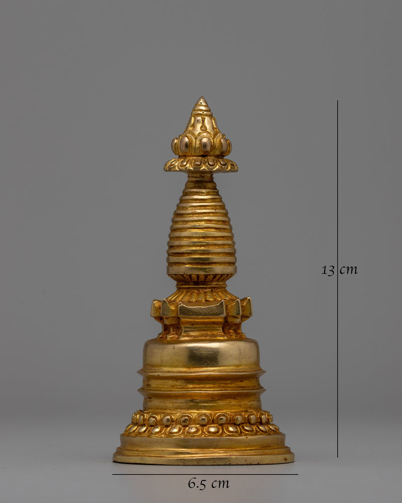 Gold-Plated Tibetan Buddhist Stupa | Enhancing Mindfulness and Spiritual Energy