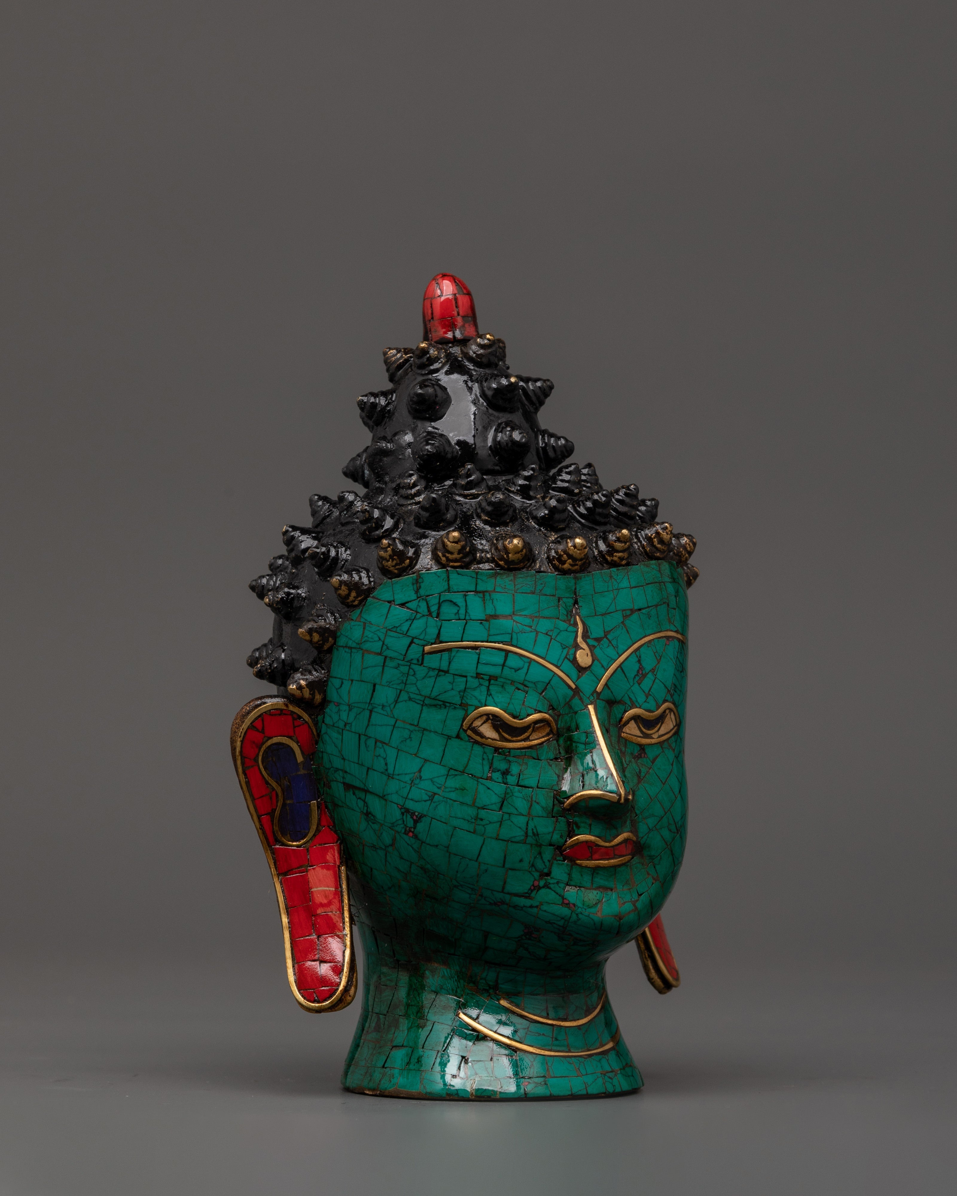 Buddha Head Brass Sculpture | Spiritual Home Art