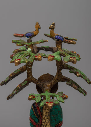 Spiritual Amoghasiddhi Buddha Statue | Coral and Turquoise Inlay