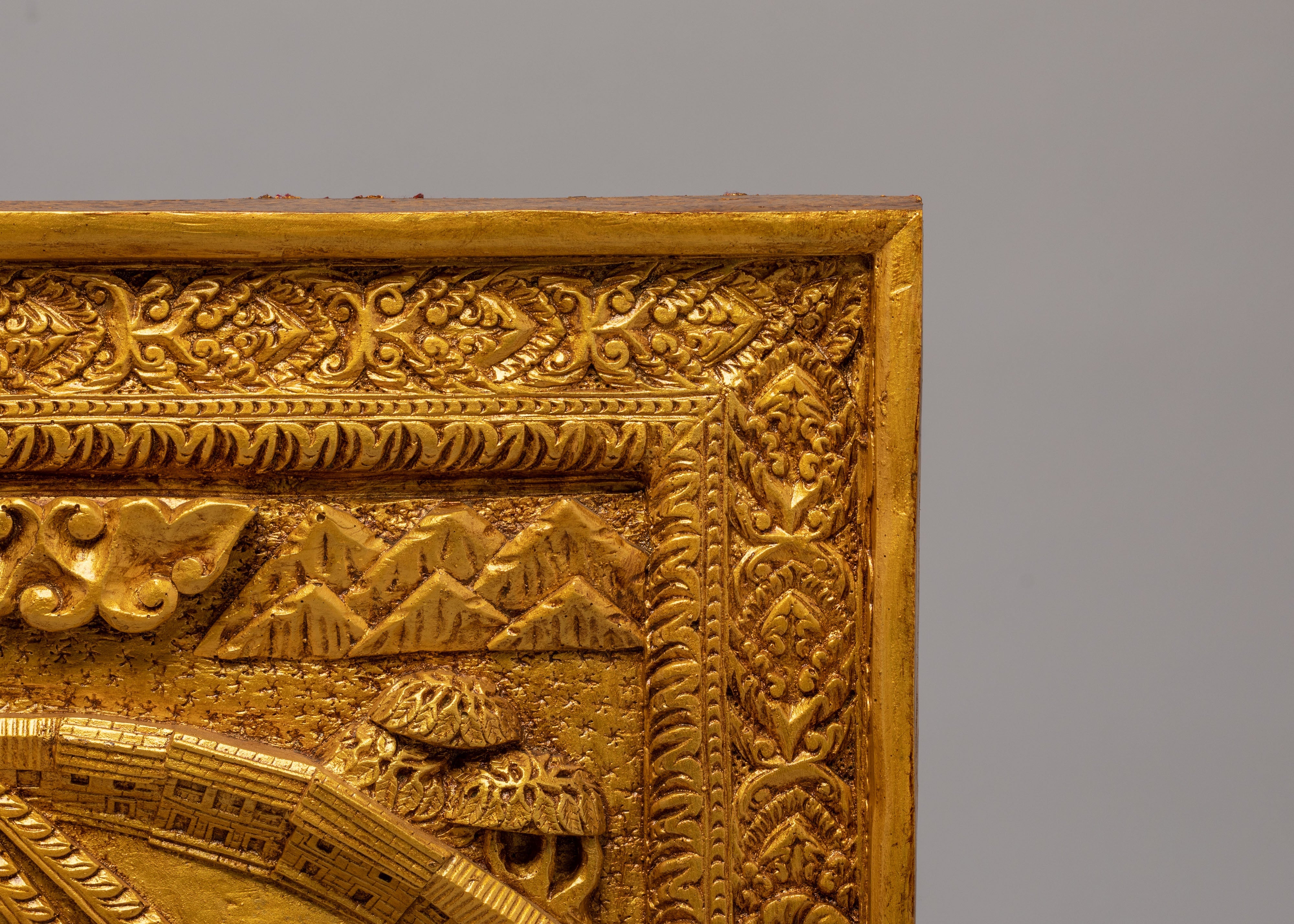 Traditional Golden Stupa Wall Hanging | Sacred Tibetan Art