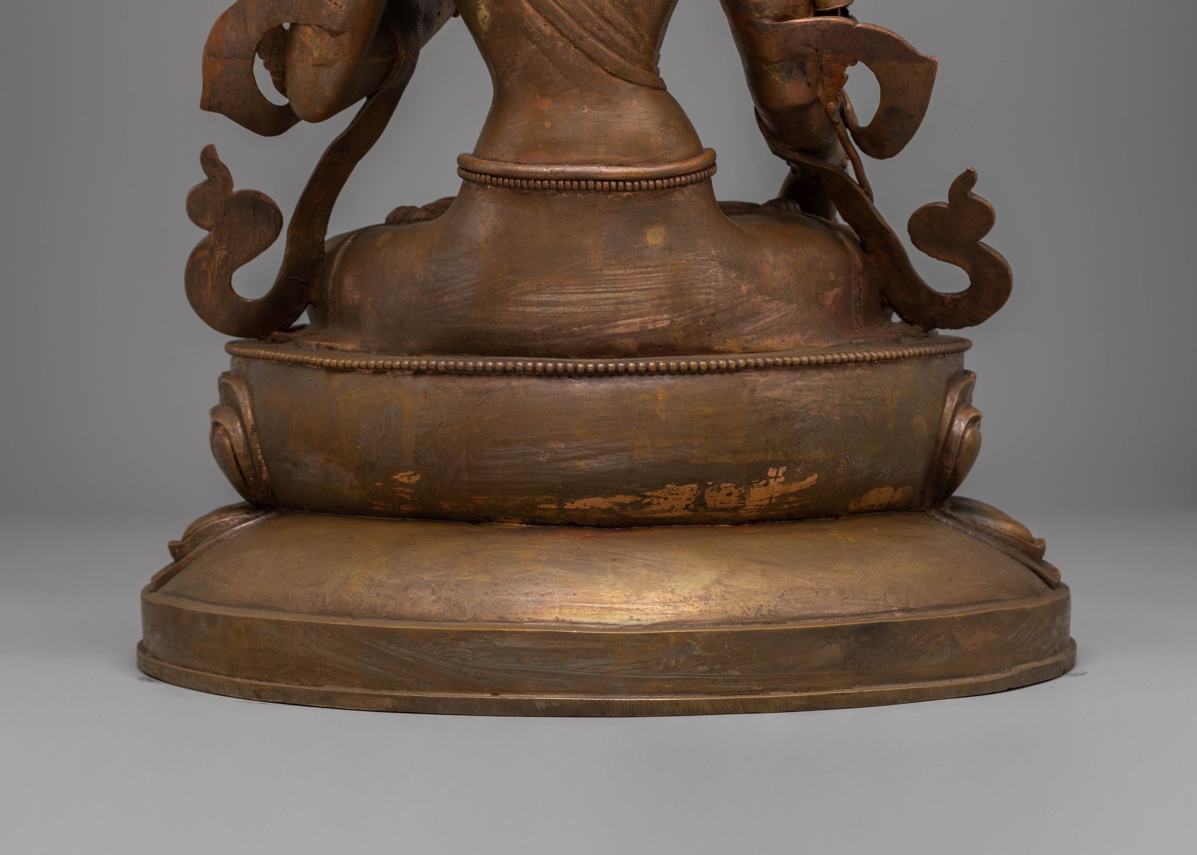 Sacred Statue of Green Tara | Oxidized Copper Buddha Statue for Meditation and Altar