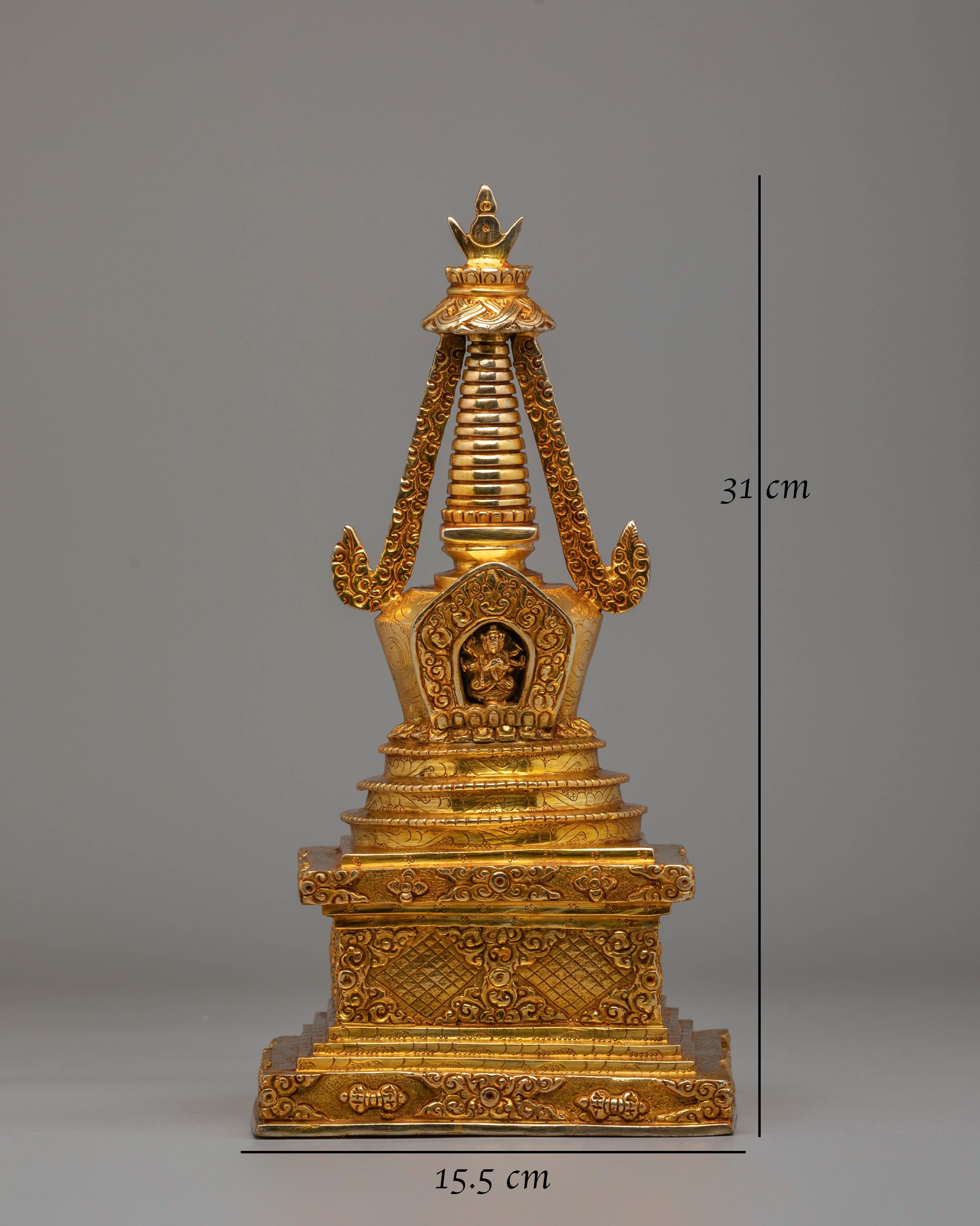 Buddhist Handcrafted Stupa for Rituals | Sacred Tibetan Stupa Art