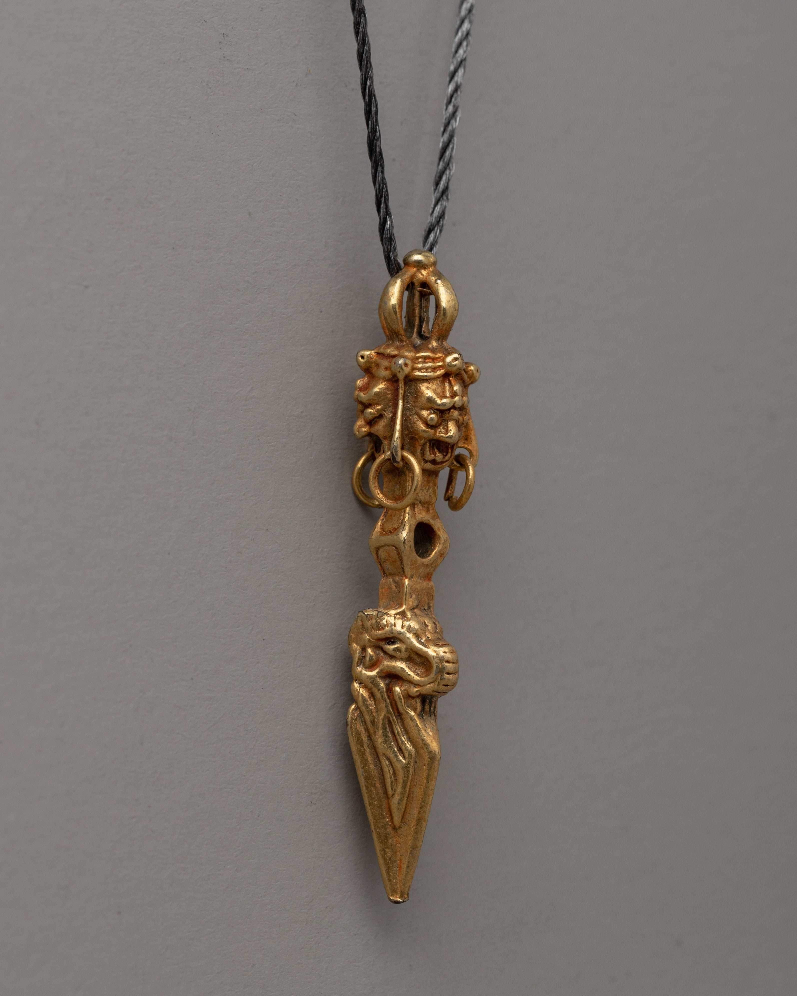 Gold Plated Phurba Locket | Handmade Buddhist Jewelry