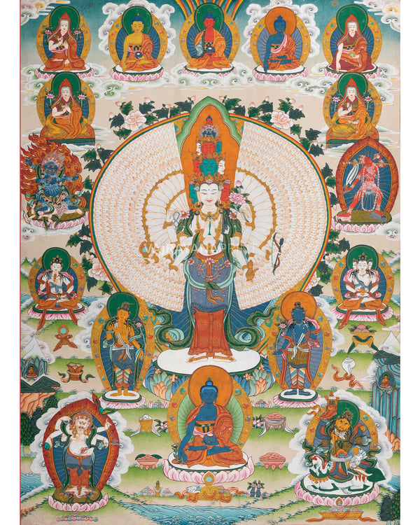 1000-Armed Chenrezig Thangka Print