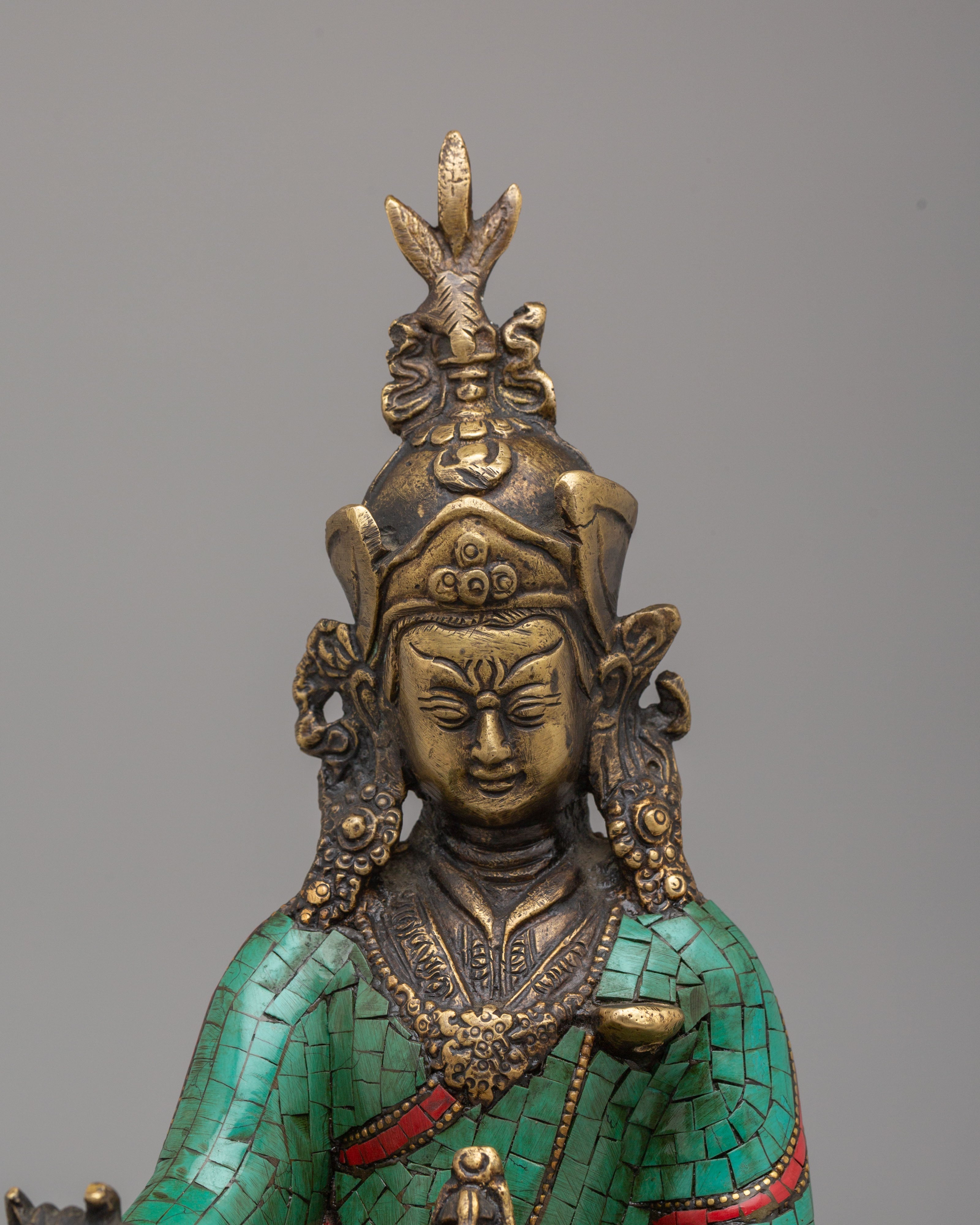 Traditional Guru Rinpoche Statue | Tibetan Masterpiece for Meditation & Rituals