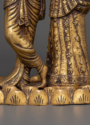 Brass Radha Krishna Statue | Hindu Deity Sculpture for Home Temple & Sacred Decor